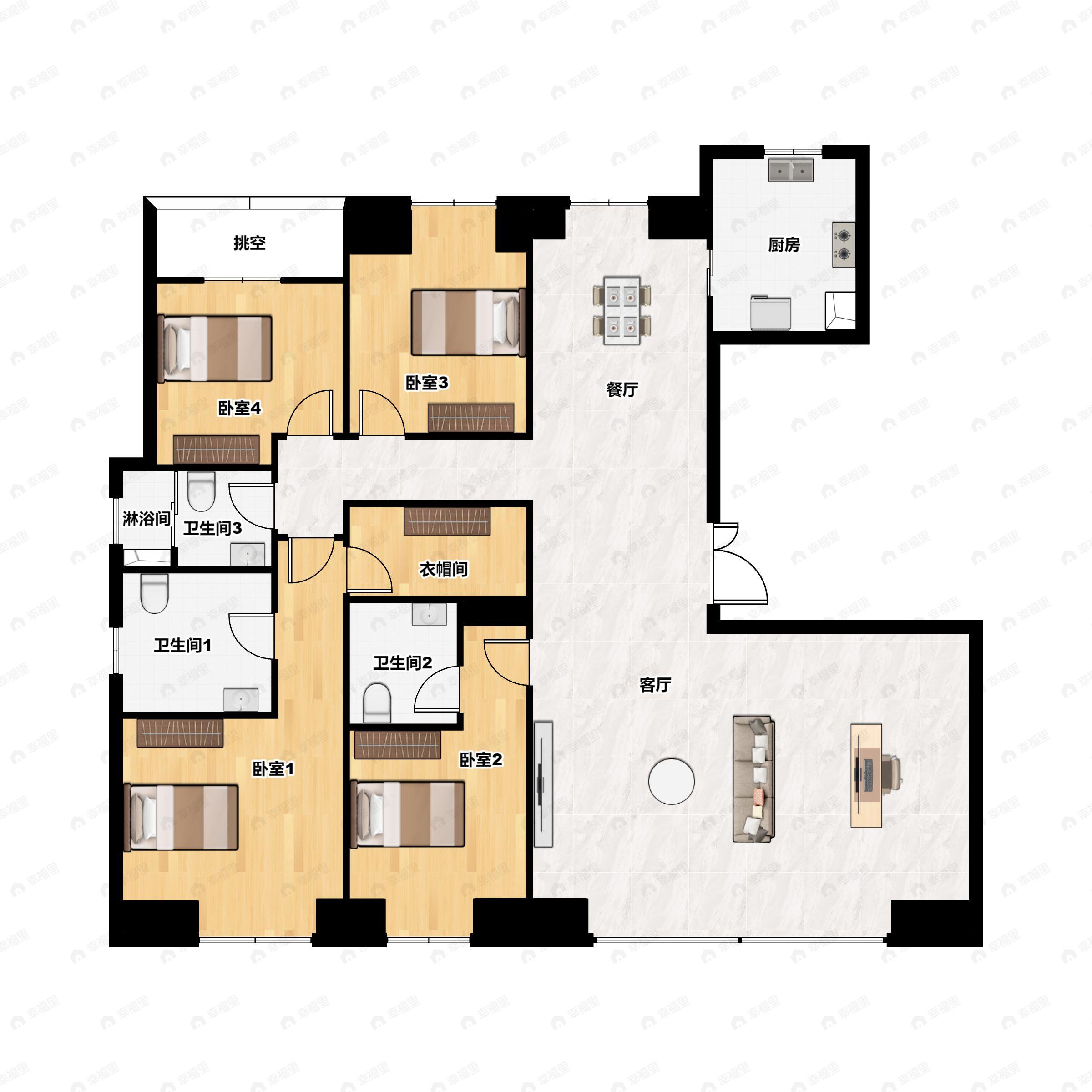 绿城金地凤起听澜4室2厅3卫户型图
