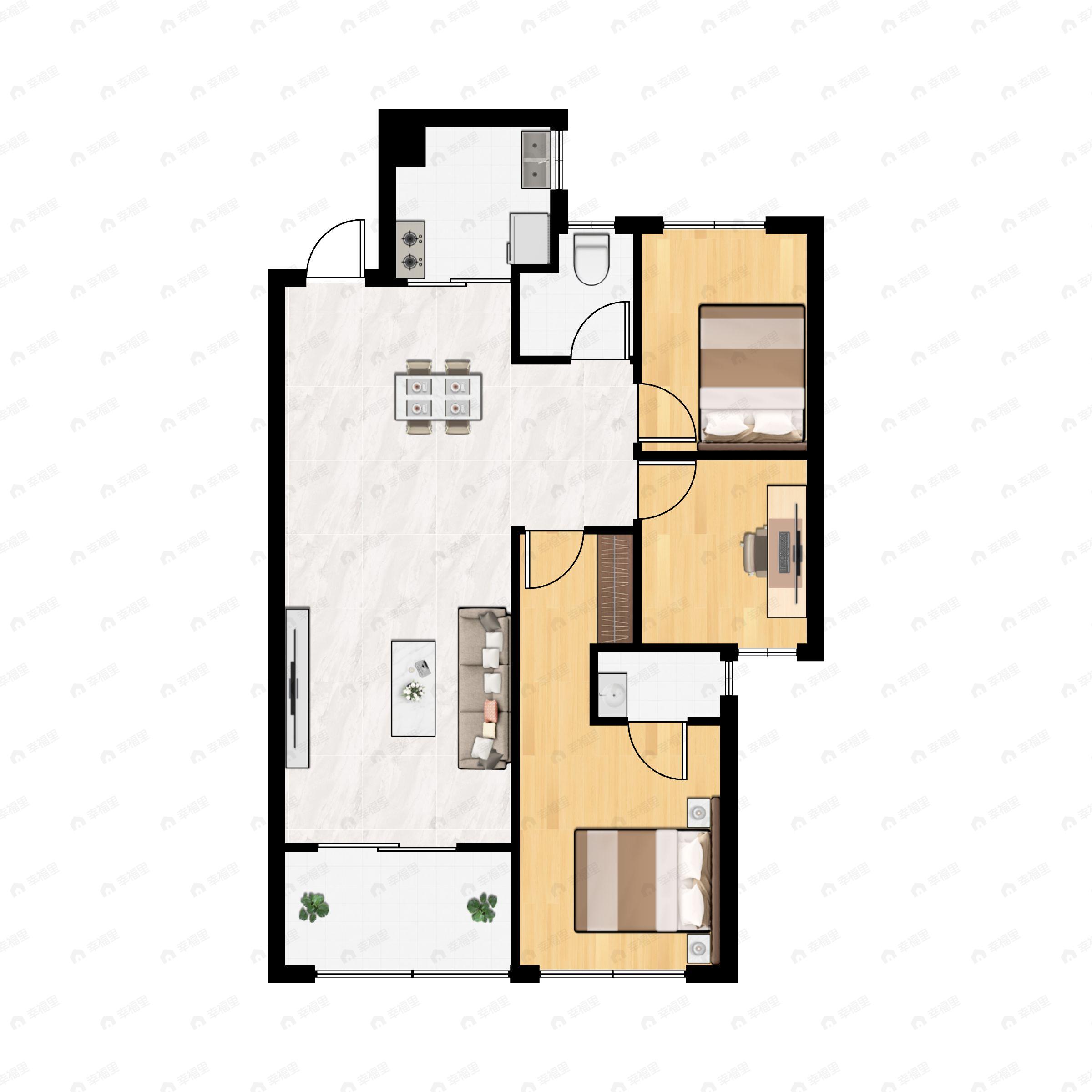3室2厅2卫建面110平户型图