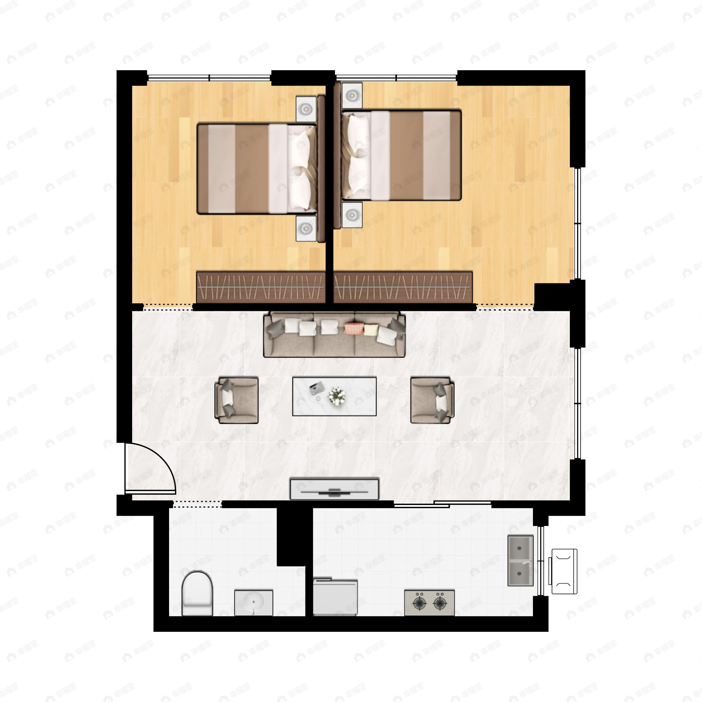 2室2厅1卫建面76平户型图