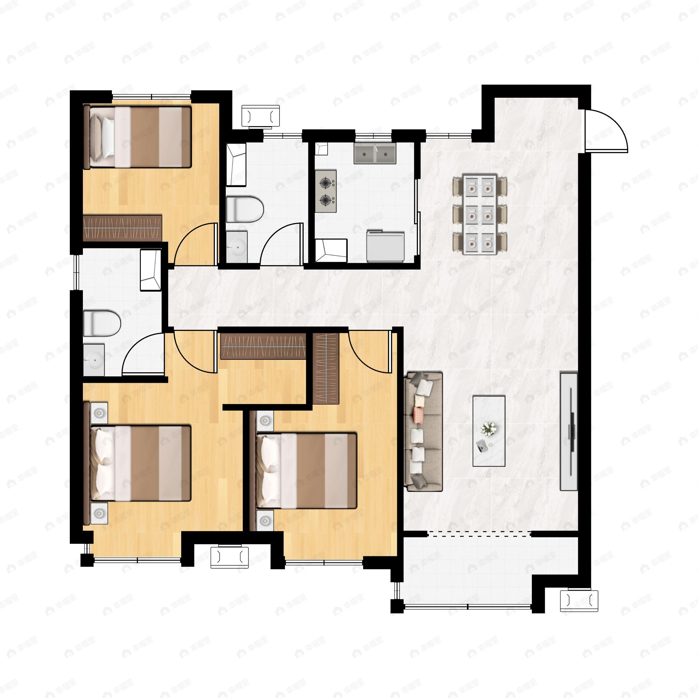 中欧国际城3室2厅2卫户型图