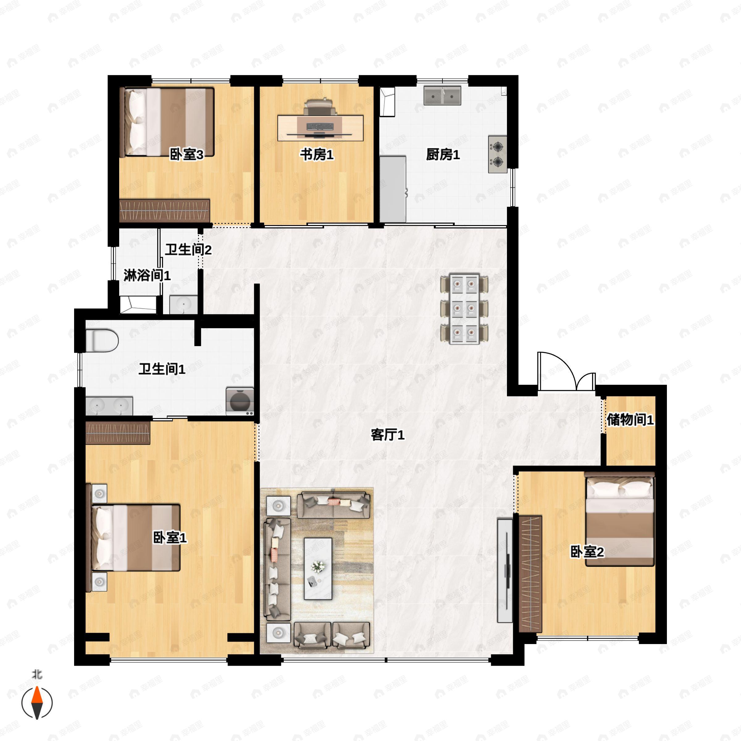 4室2厅2卫建面175平户型图
