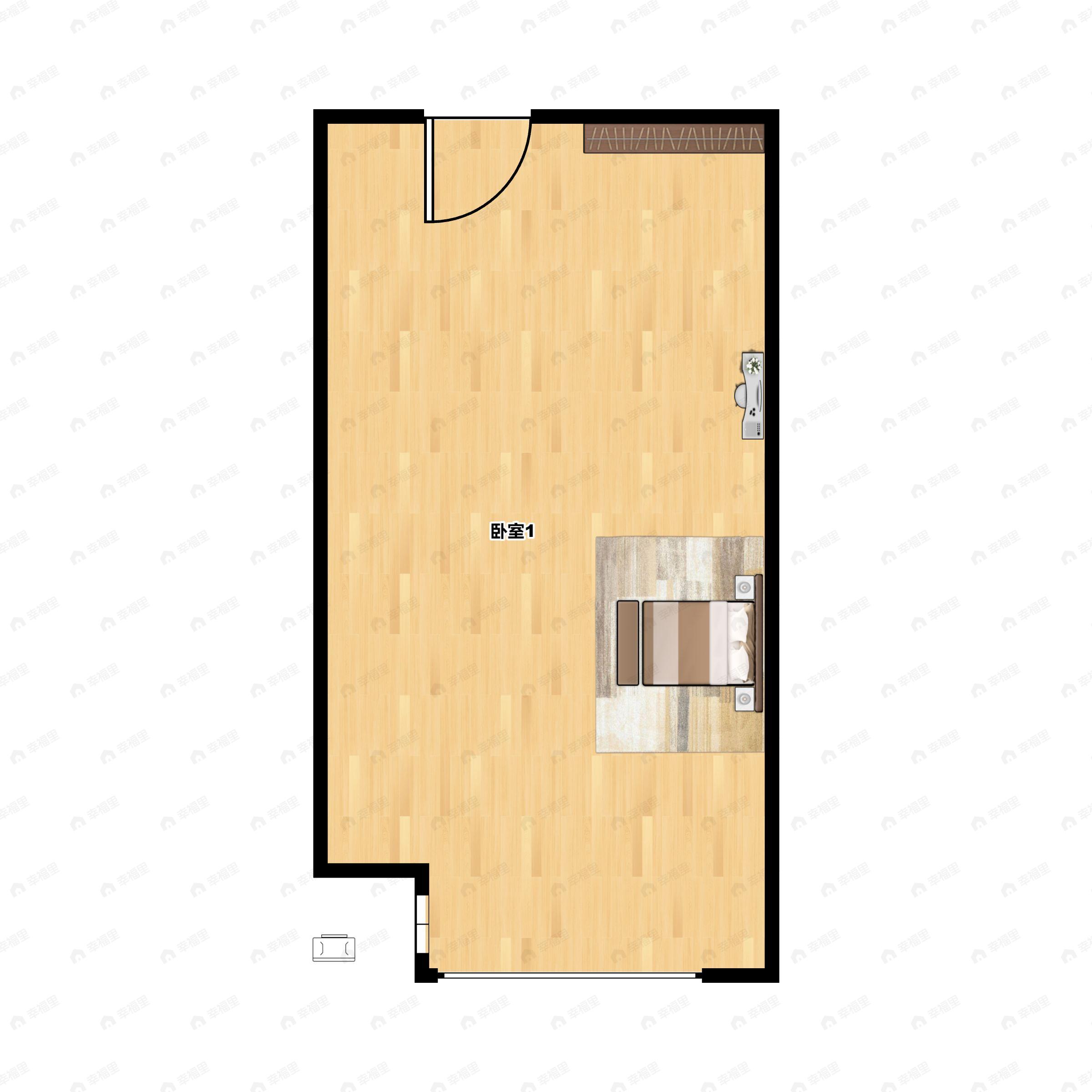 1室1厅1卫建面30m²西户型图