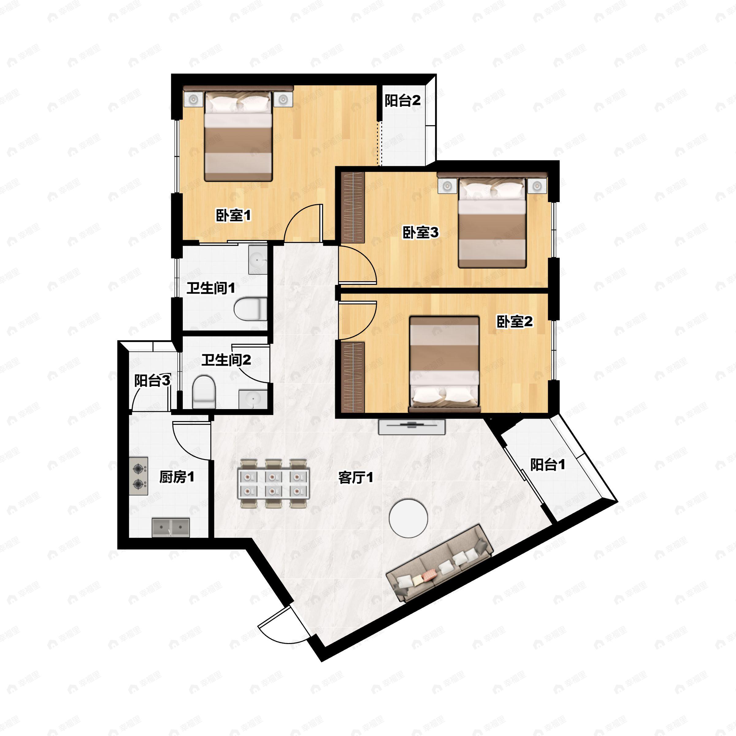 3室2厅2卫建面118平undefined户型图