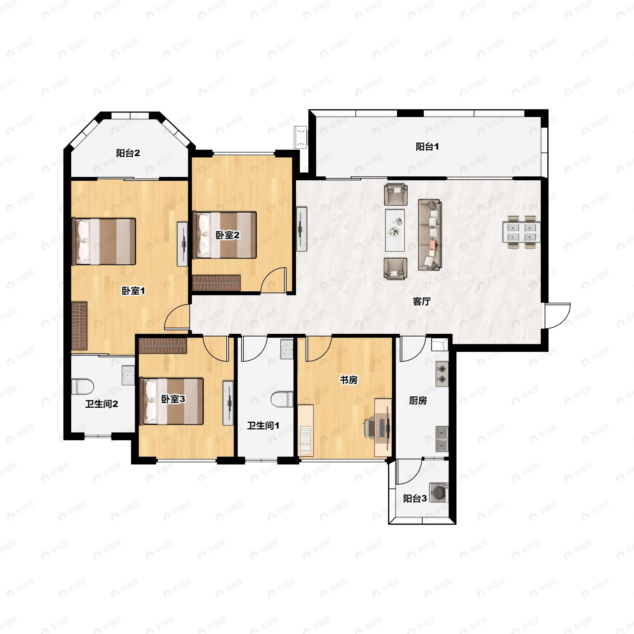 4室2厅2卫建面119平南户型图