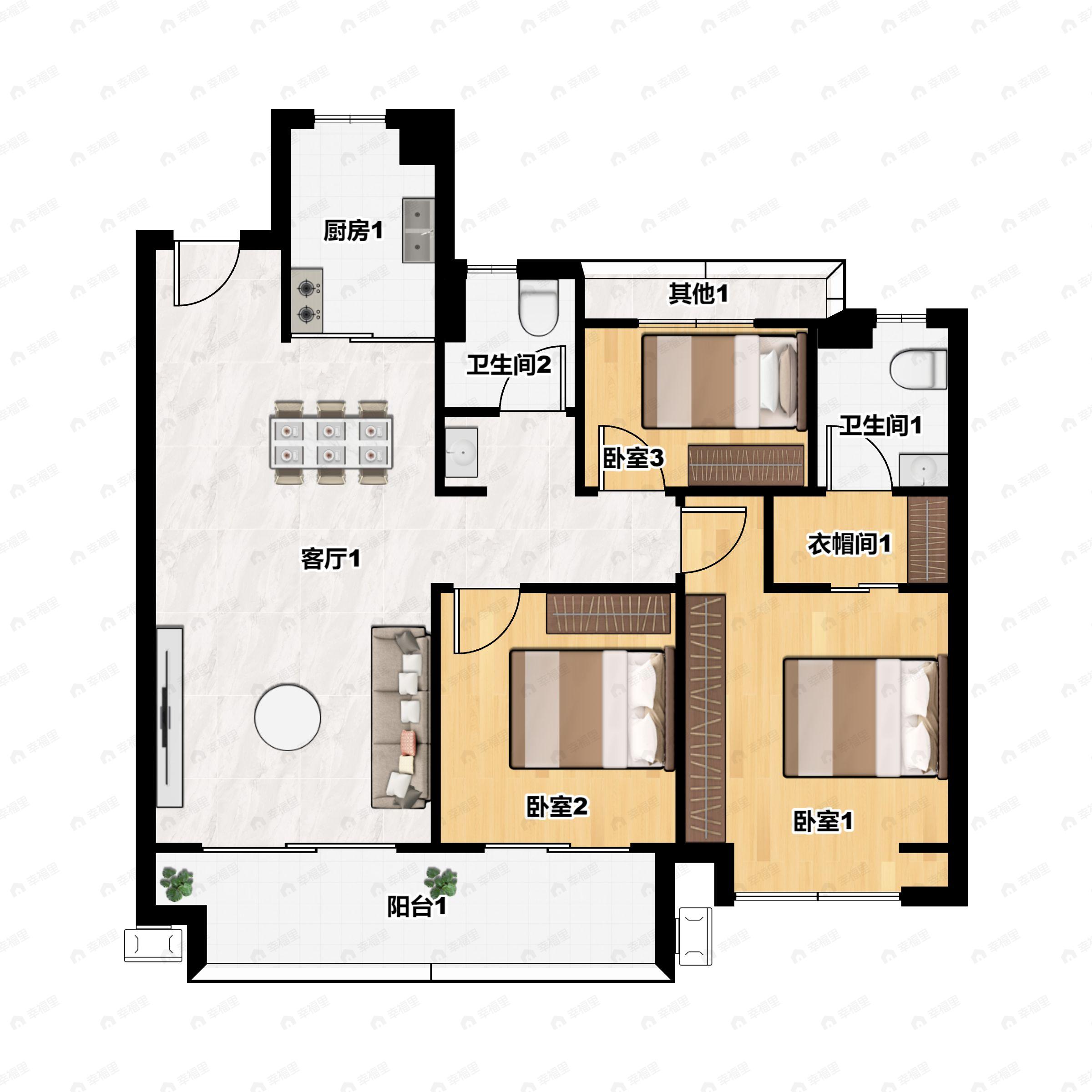 4室2厅2卫建面141平户型图