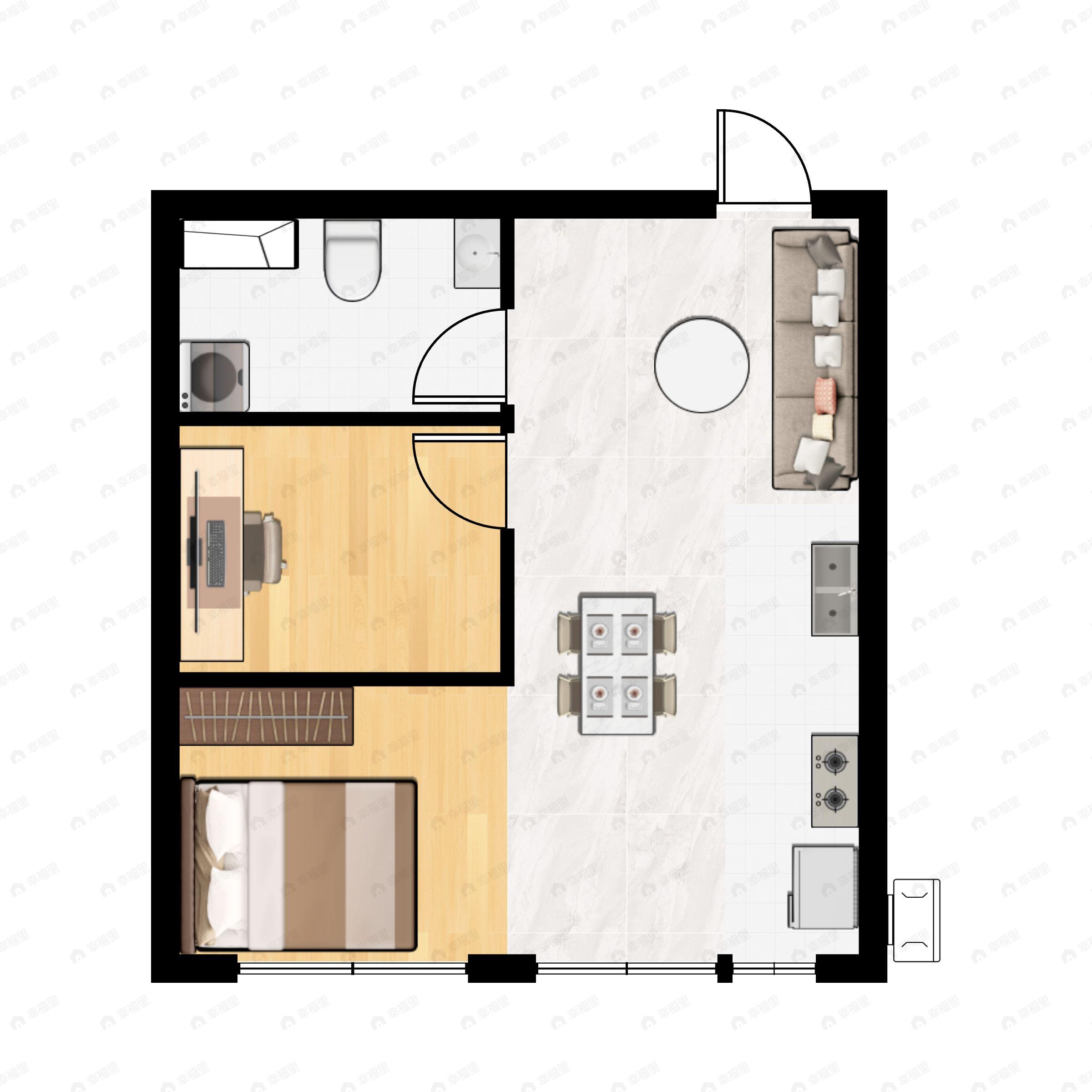 1室1厅1卫建面43平户型图