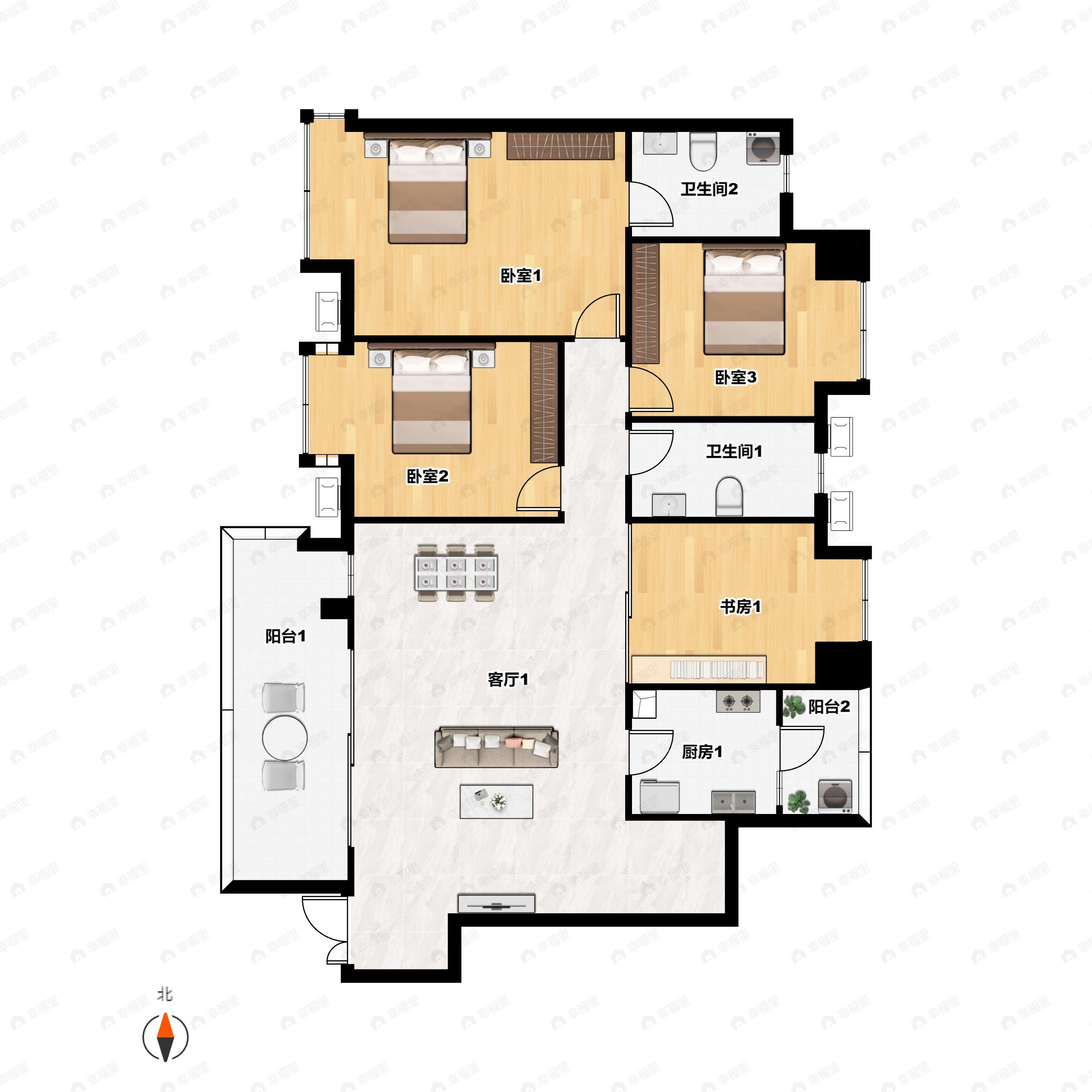 4室2厅2卫建面144平户型图