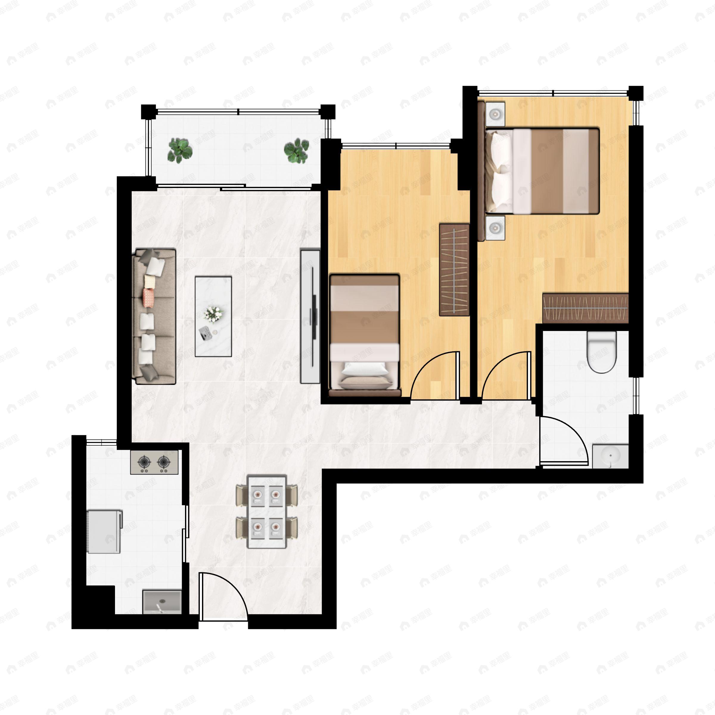 和荣家园2室2厅1卫户型图