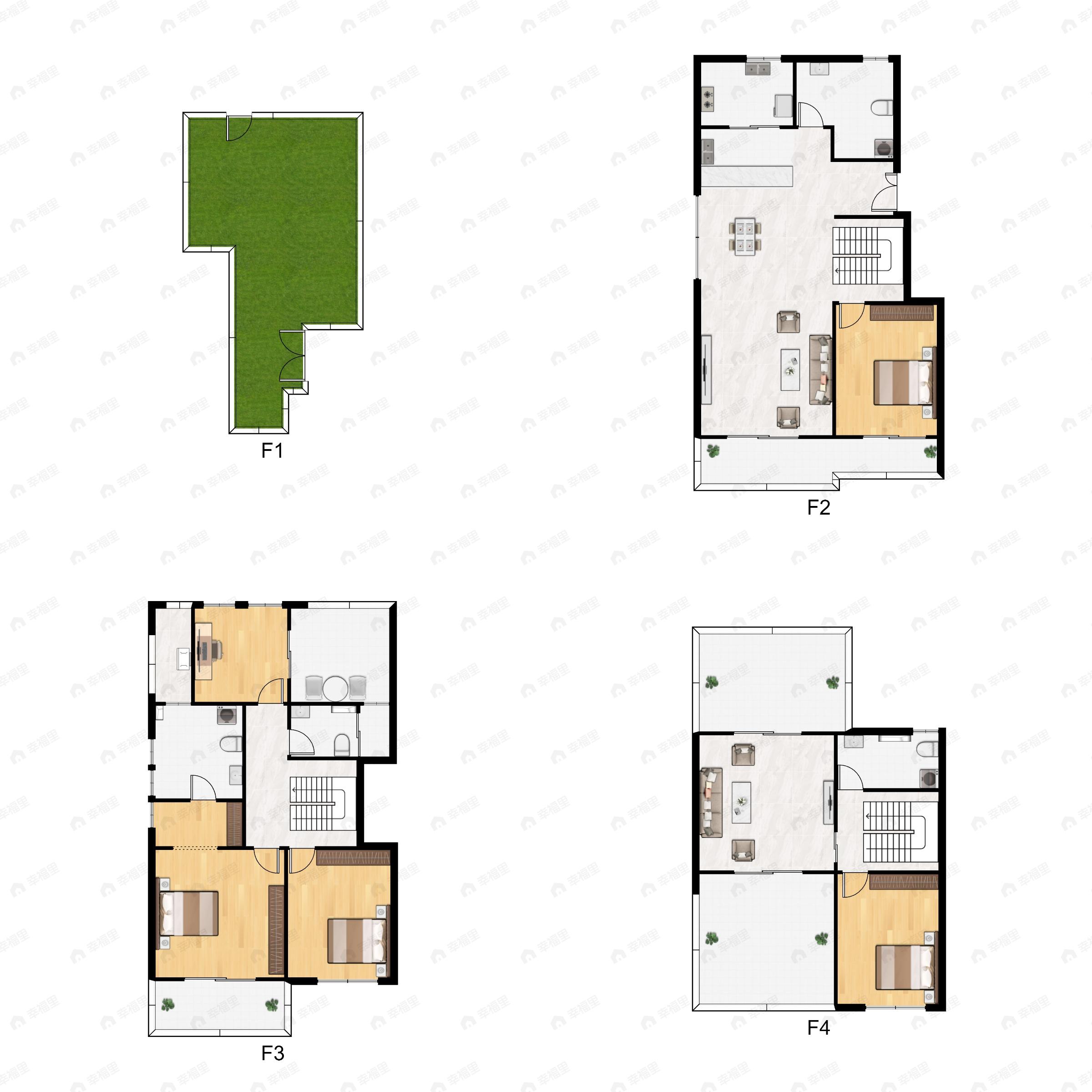 5室3厅4卫建面199平西|东户型图
