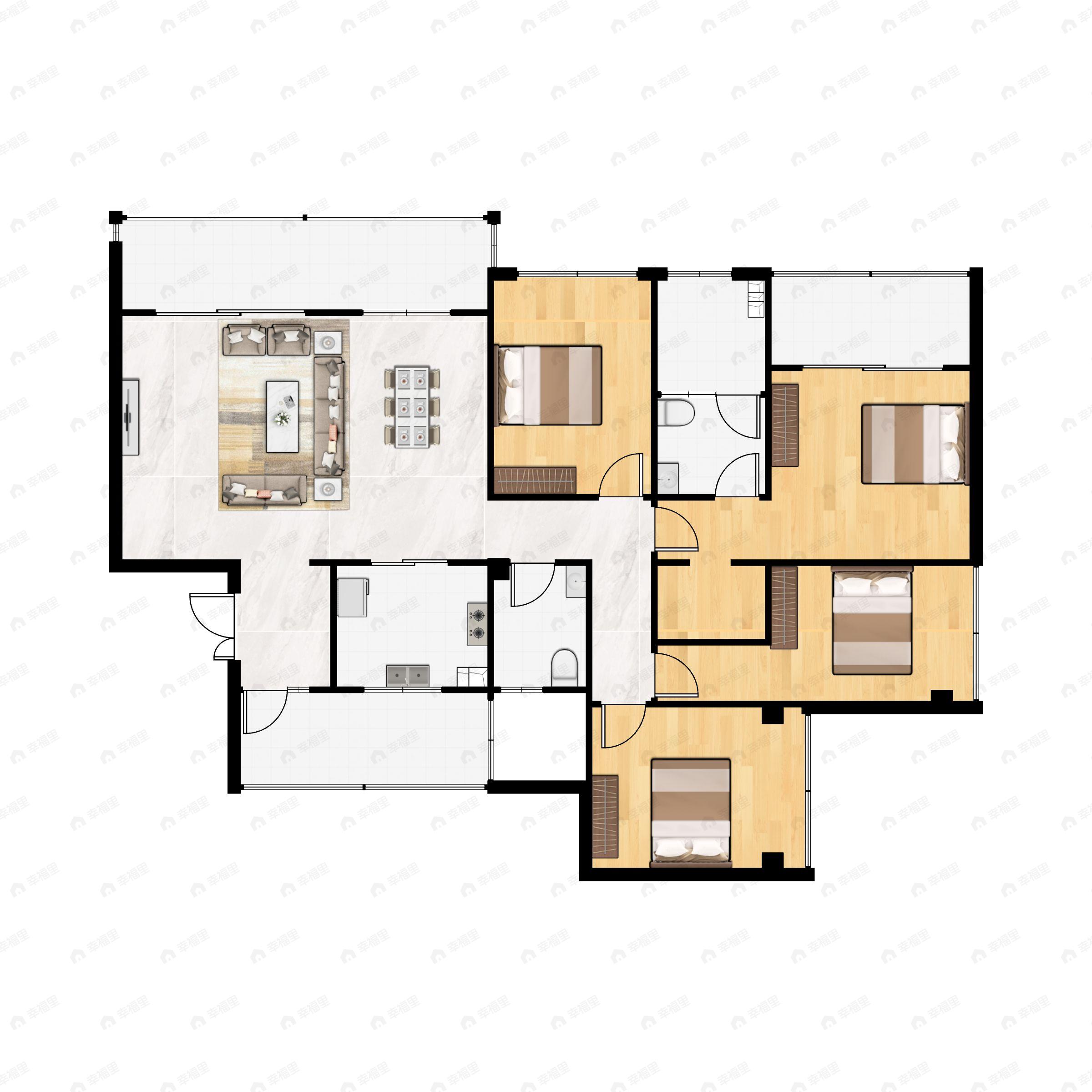 4室2厅2卫建面162平户型图