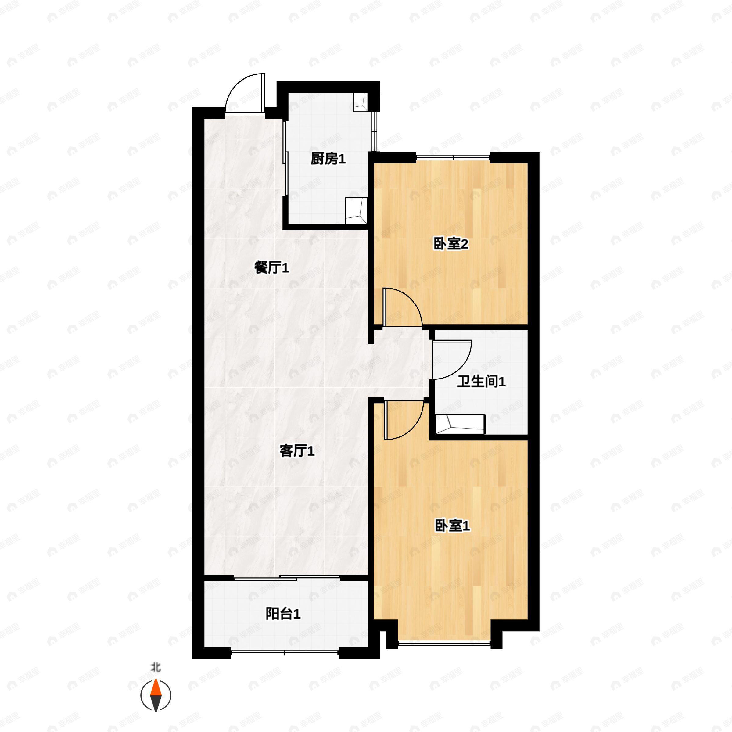 2室2厅1卫建面89平户型图