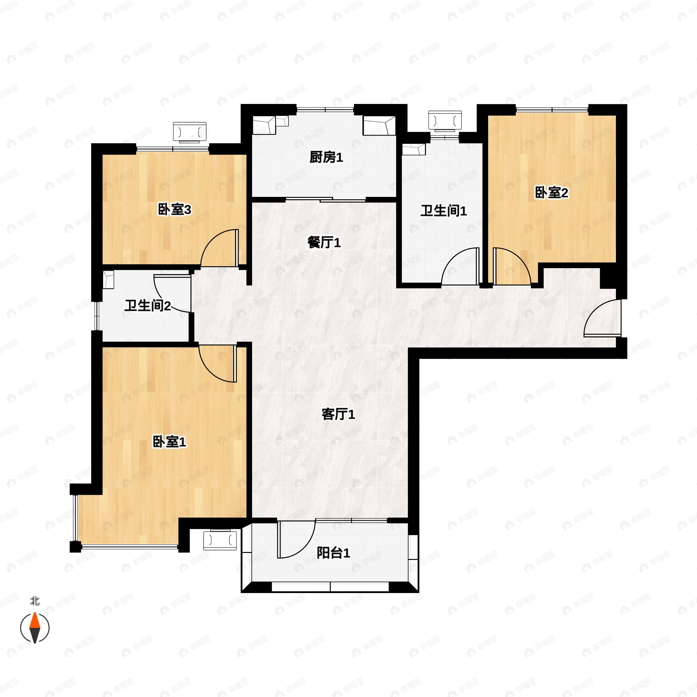 空港学府2室2厅1卫户型详情,户型图_廊坊新房出售【廊坊幸福里】