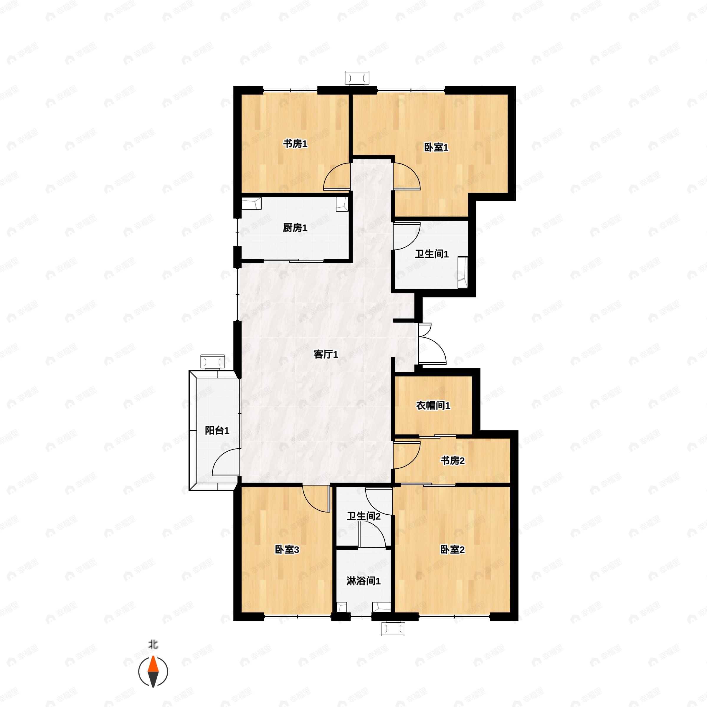 4室2厅2卫建面167平户型图