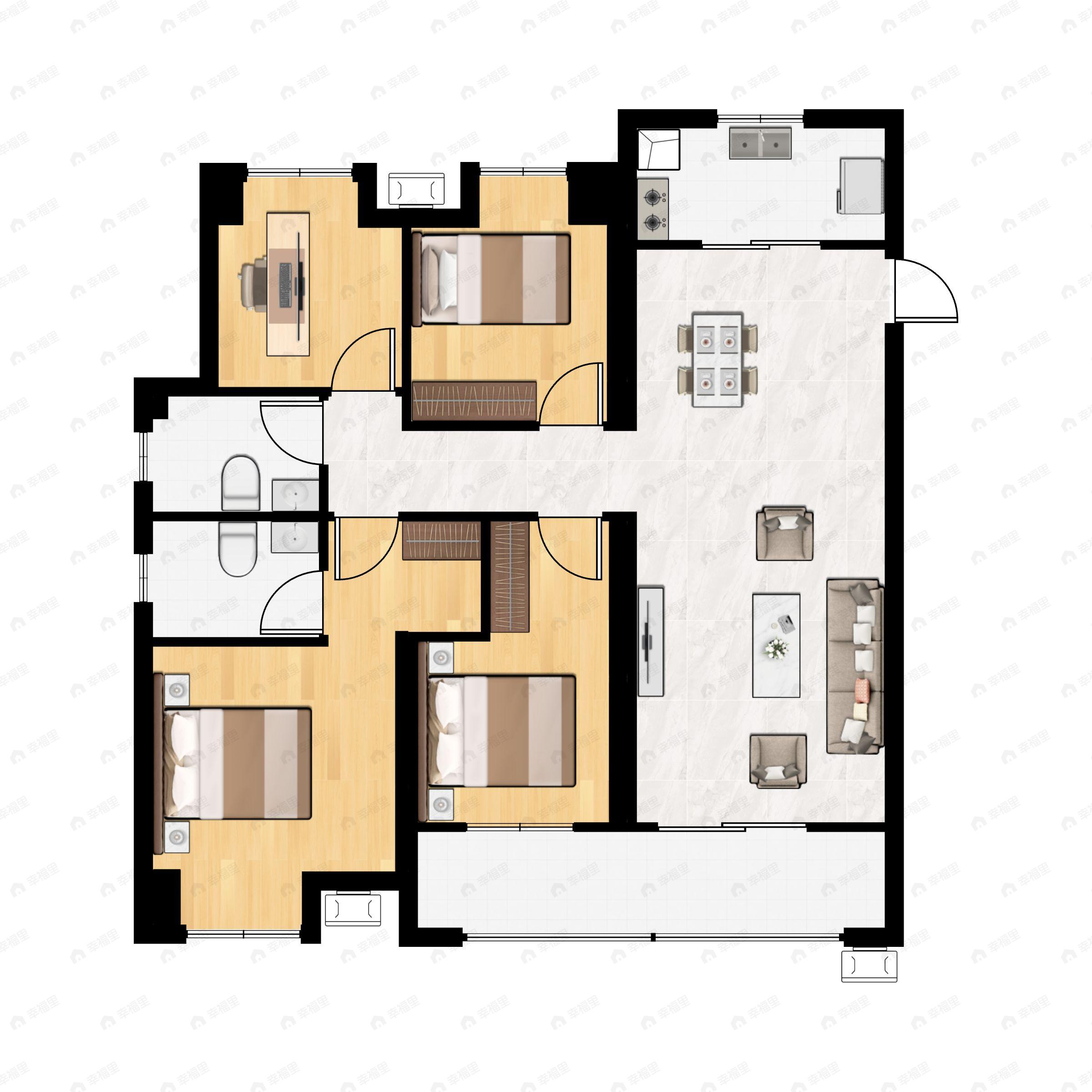 4室2厅2卫建面139平户型图