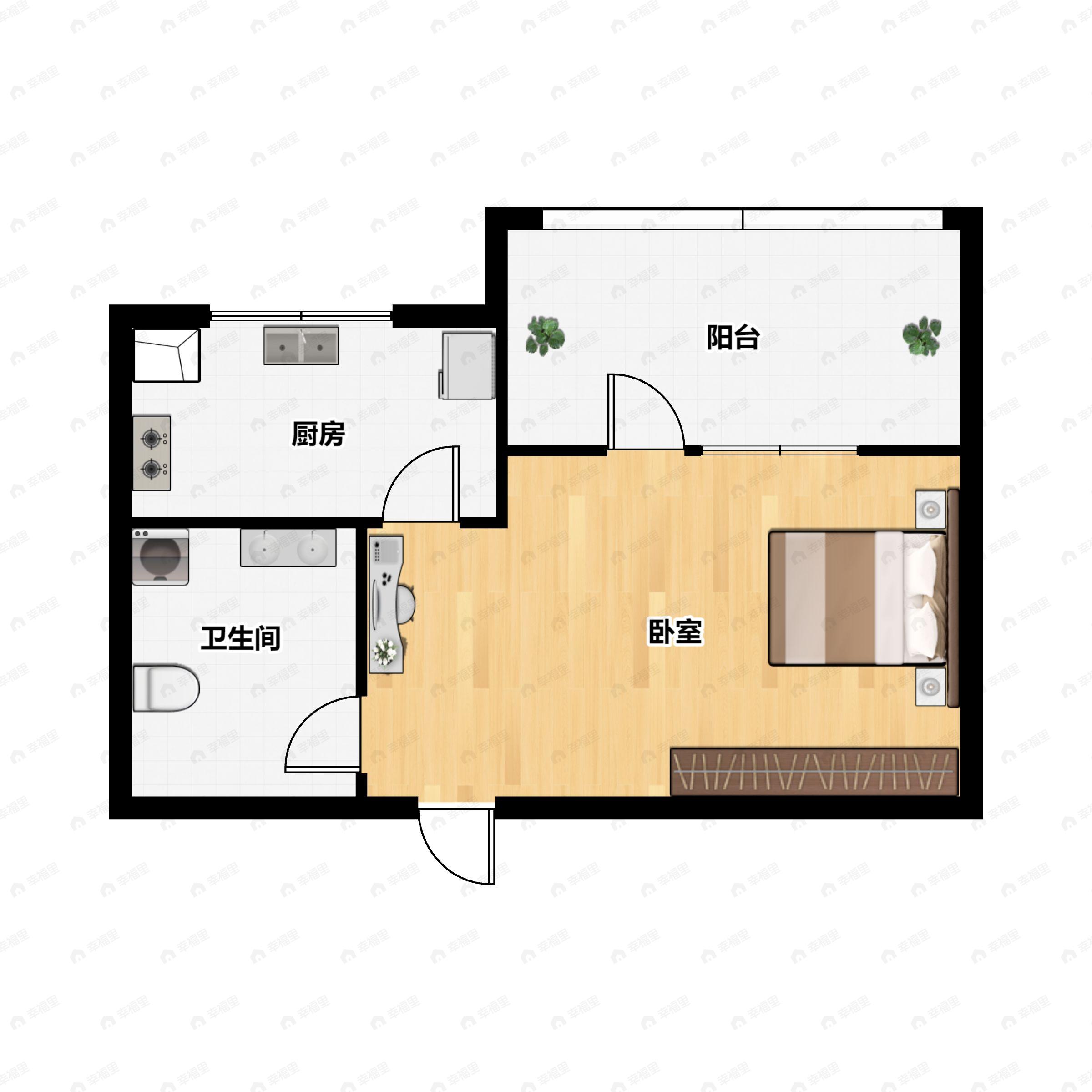 1室1厅1卫建面35平户型图