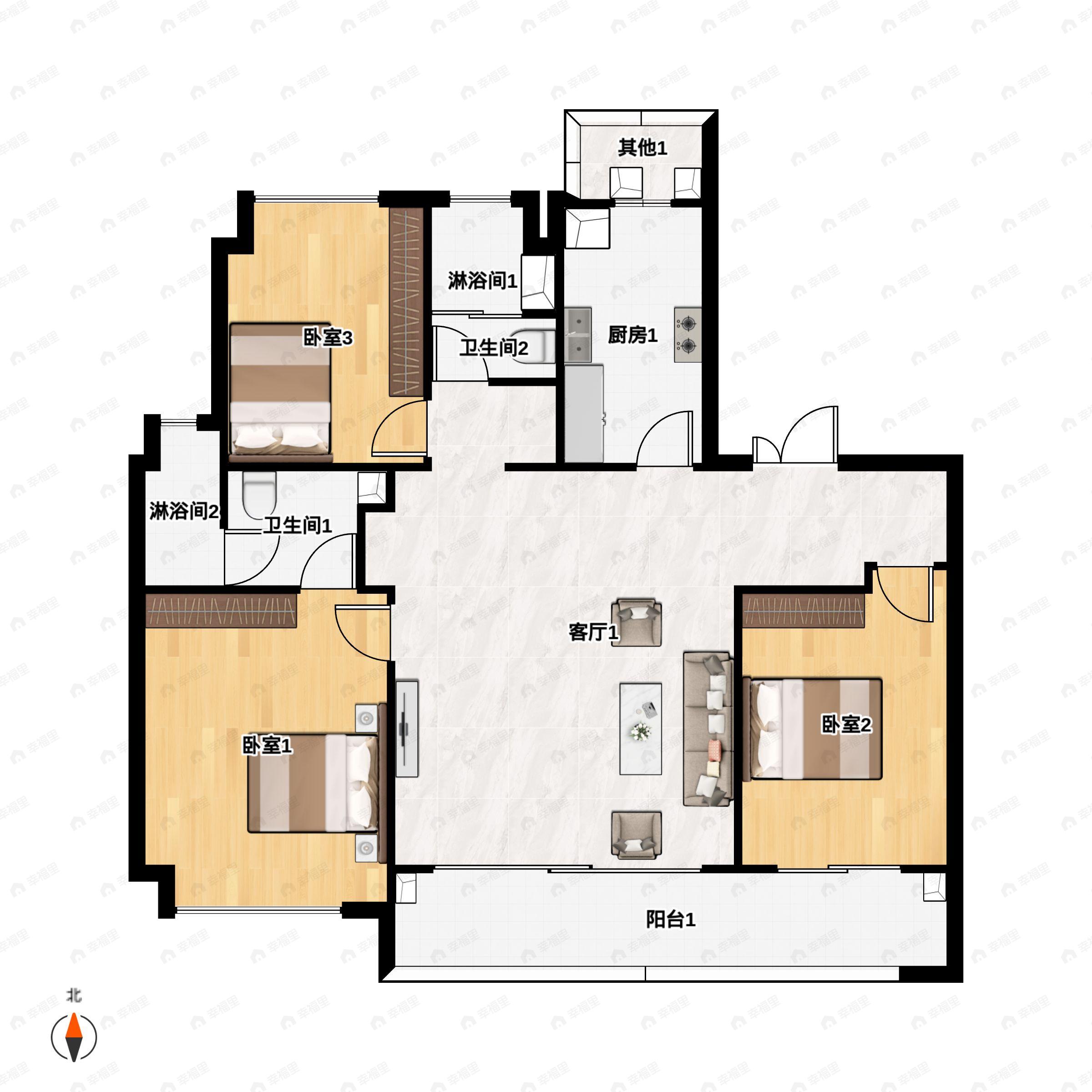 星澜云邸3室2厅2卫户型图