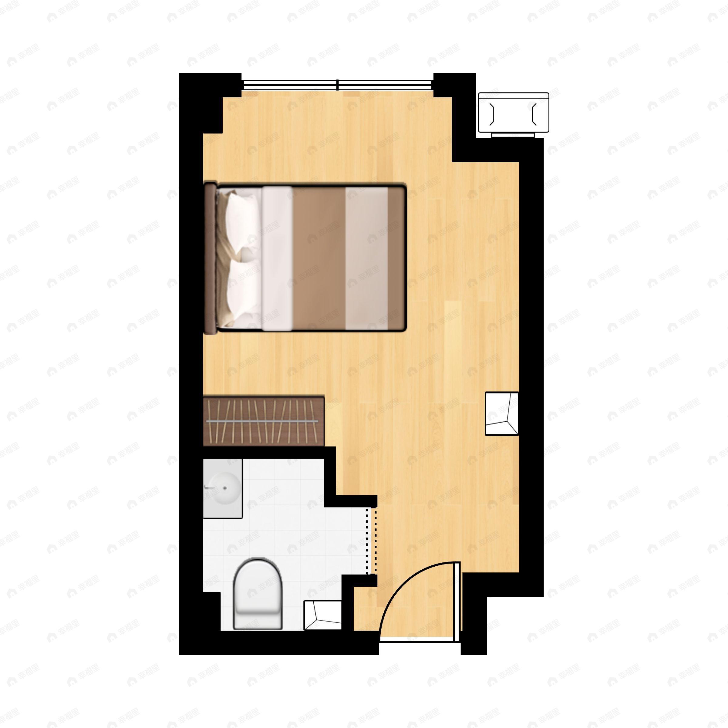 1室1厅1卫建面37m²北户型图