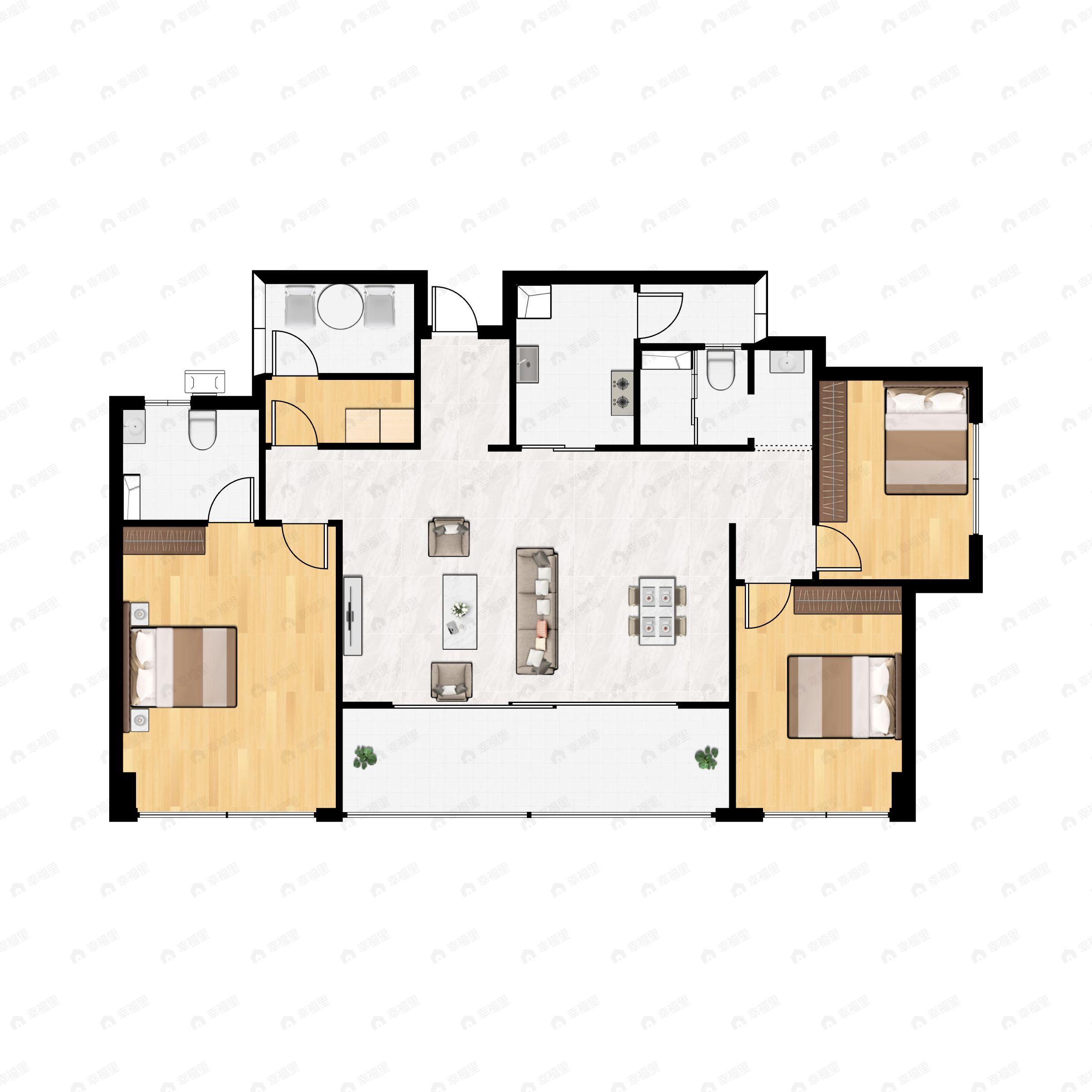 4室2厅2卫建面126平南户型图