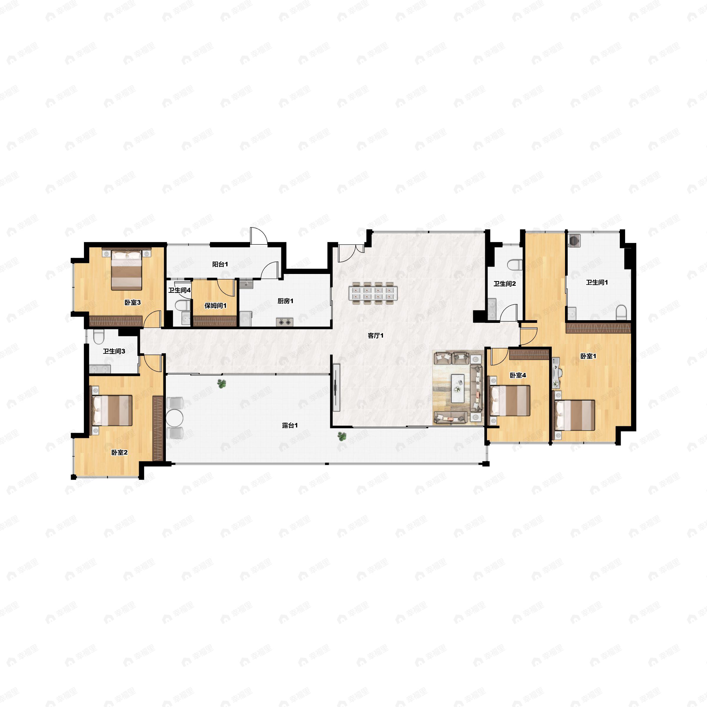 4室3厅4卫建面254平东户型图