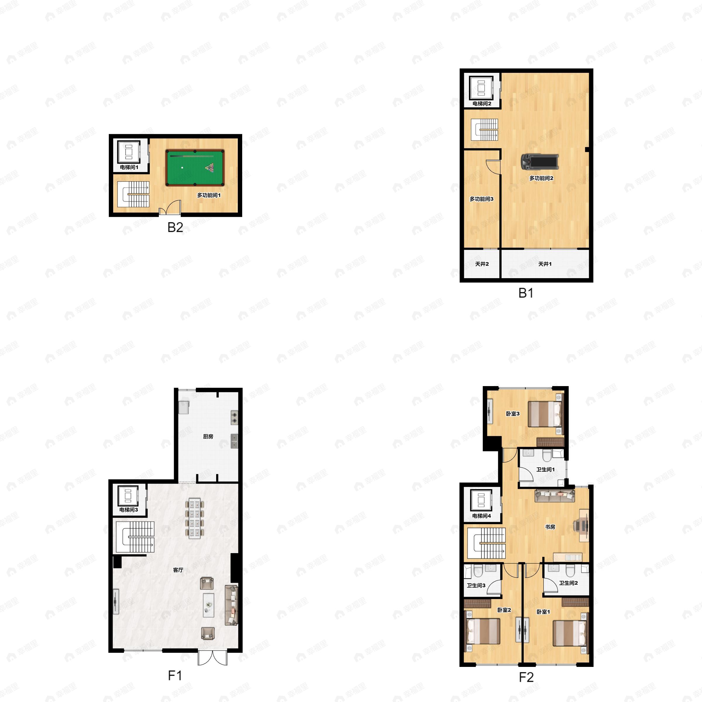 4室4厅4卫建面303平北|南户型图