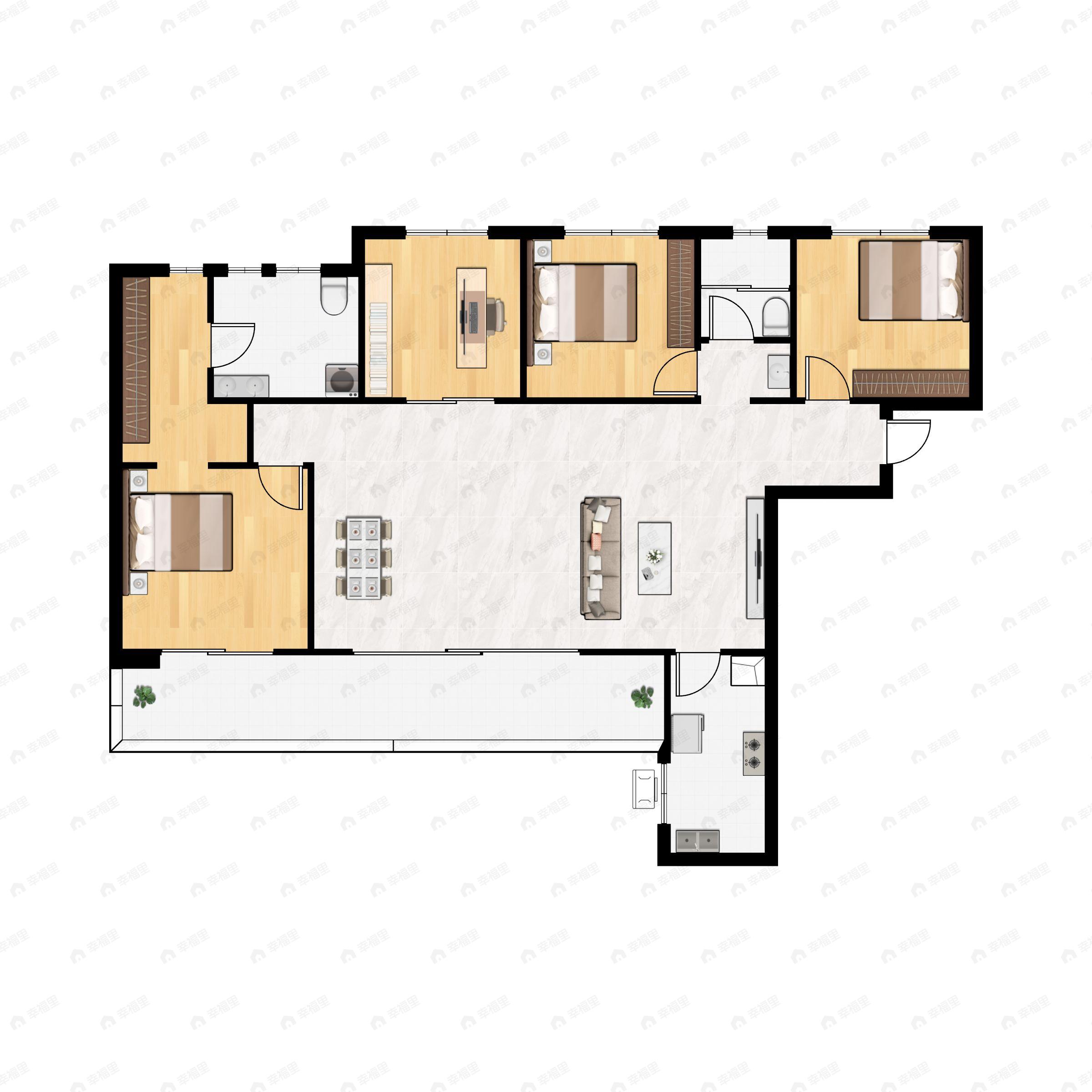 4室2厅2卫建面136平户型图