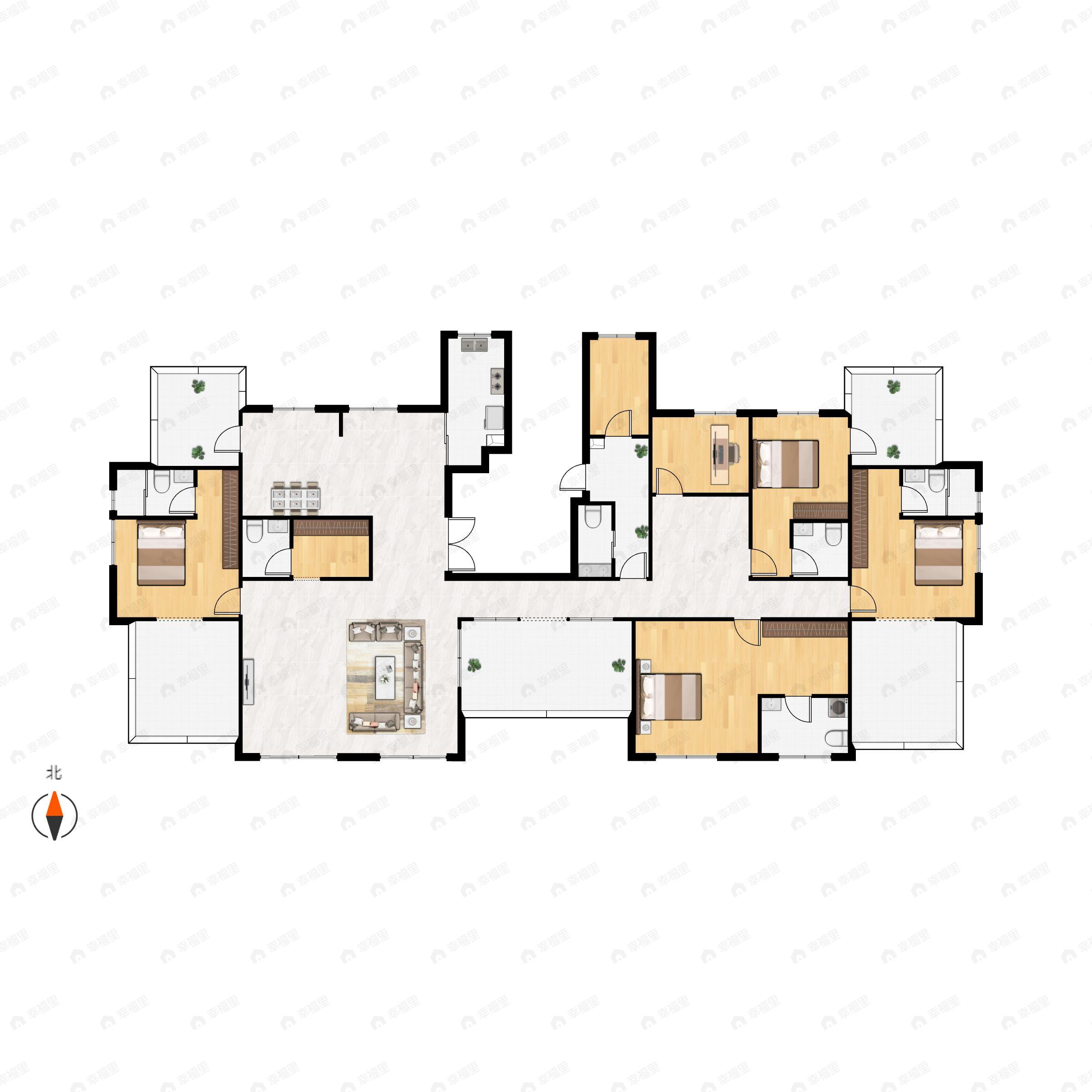 5室2厅5卫建面333平北|南|西|东户型图
