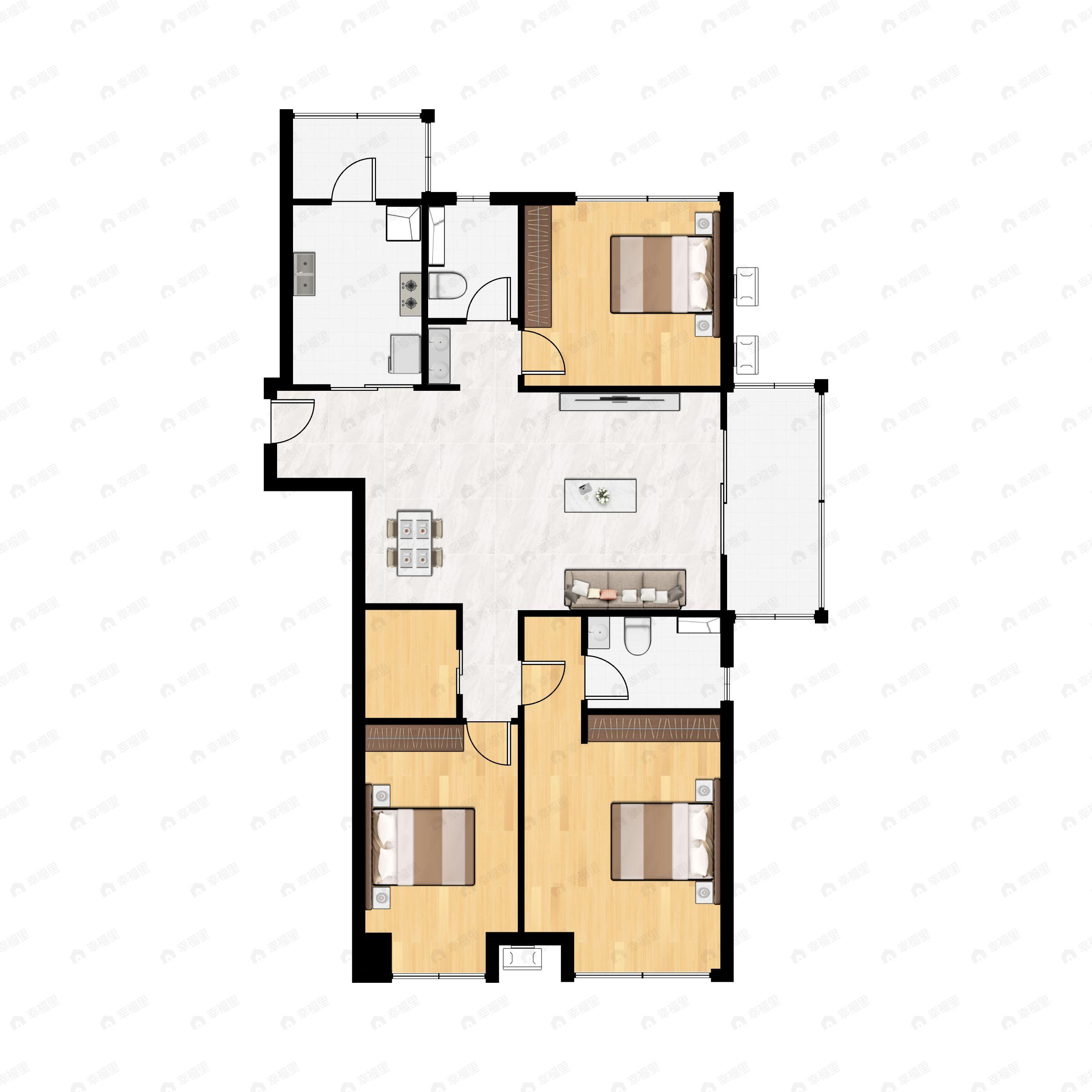 3室2厅2卫建面140平户型图