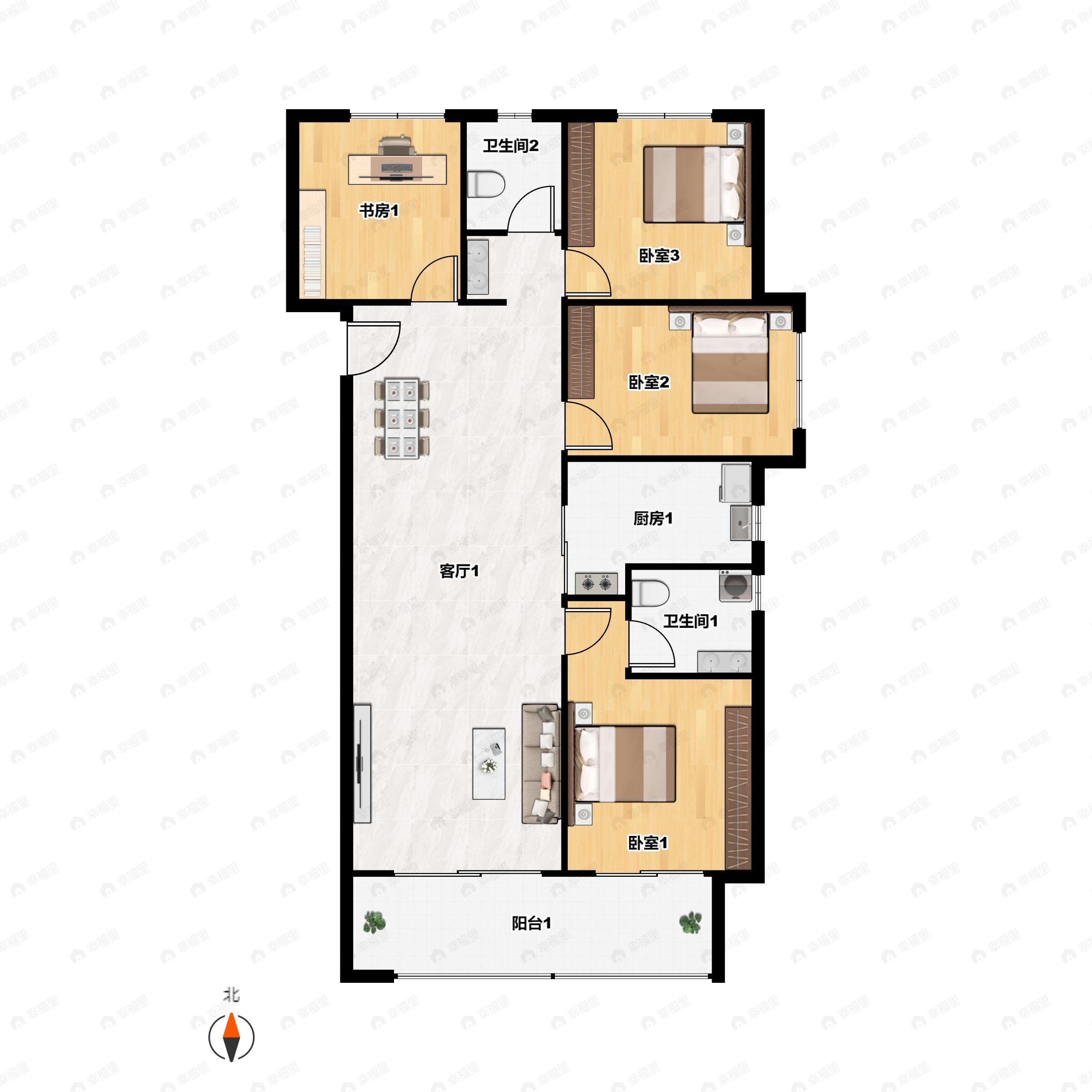 敏捷江山誉4室2厅2卫户型图