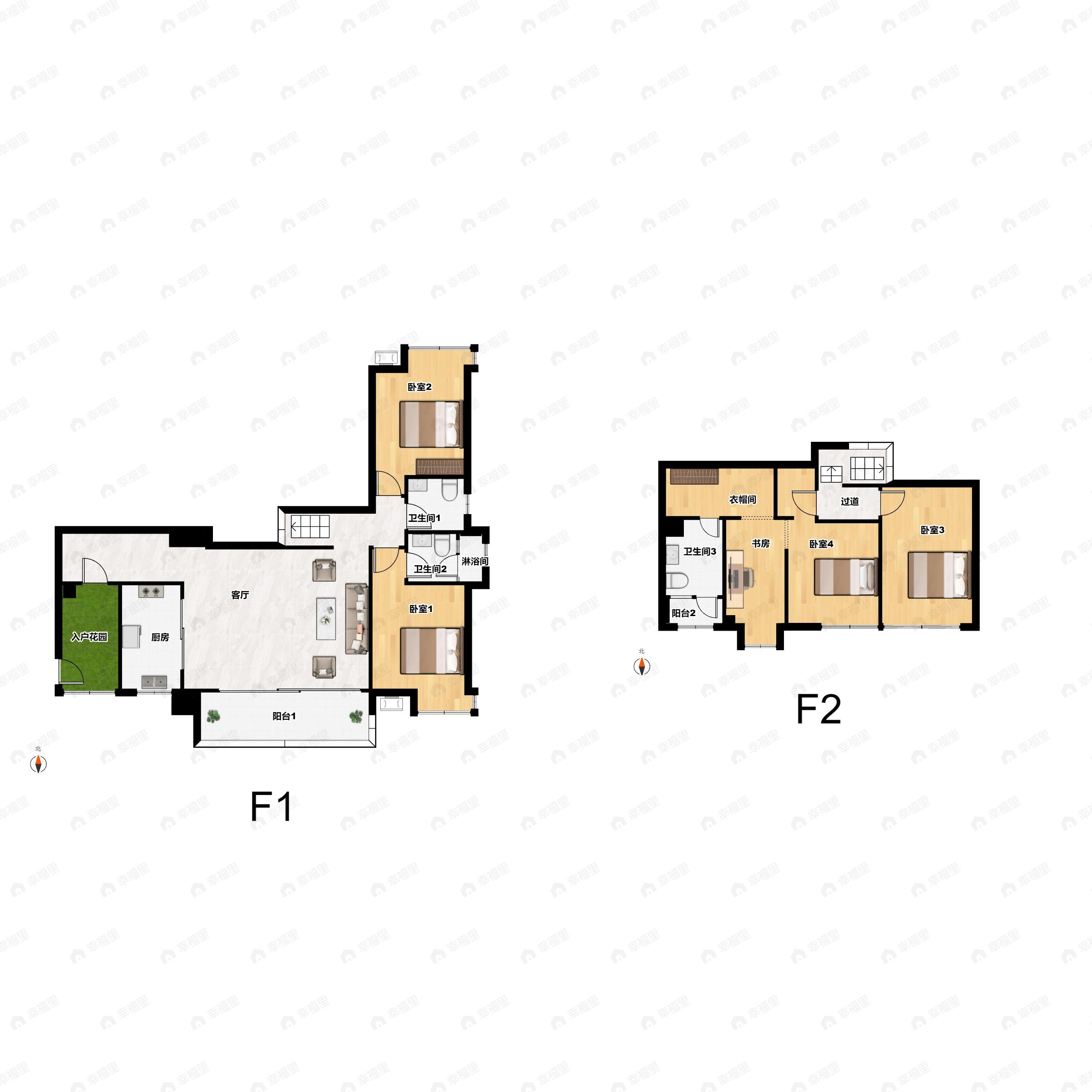 4室2厅3卫建面137平户型图