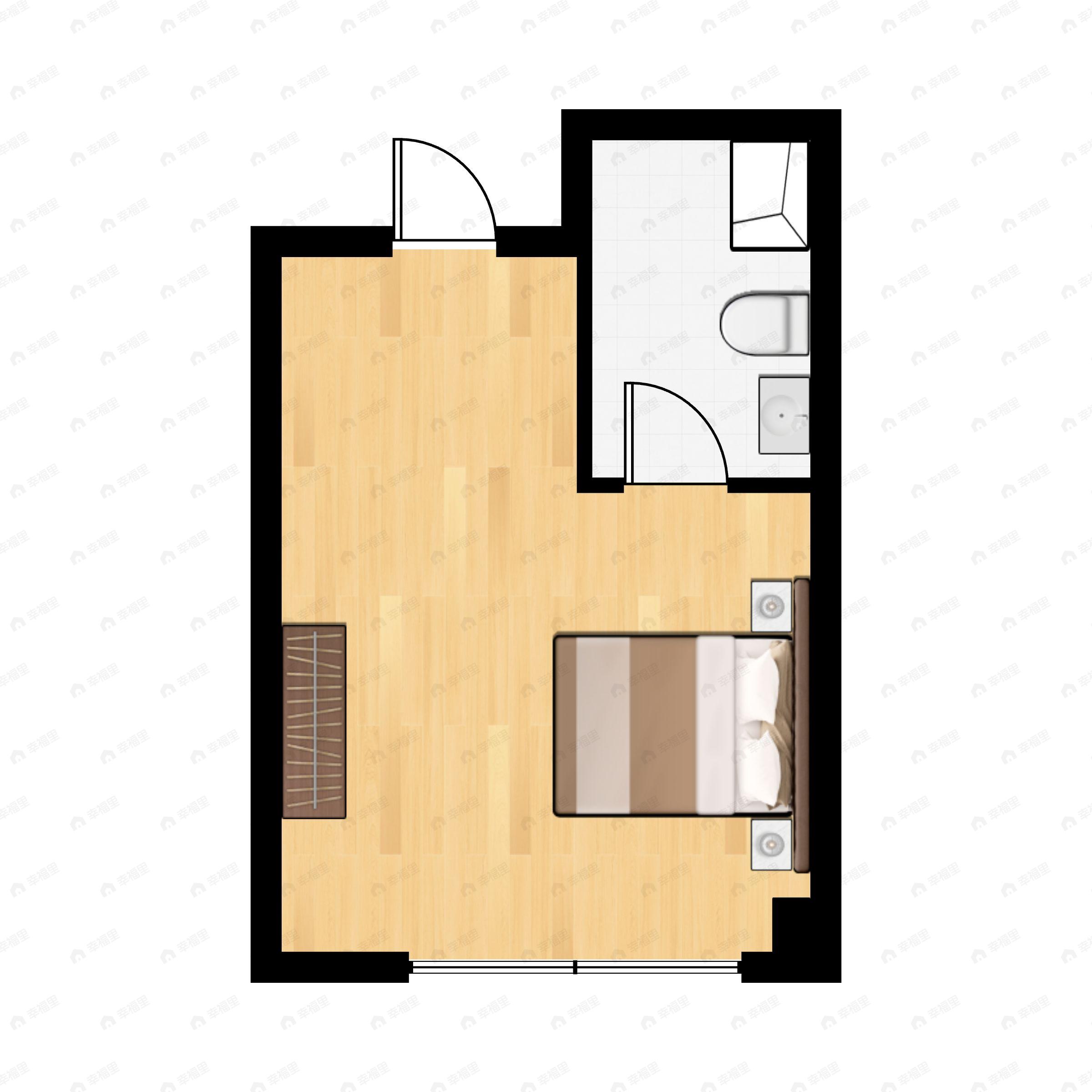 1室1厅1卫建面41m²南户型图