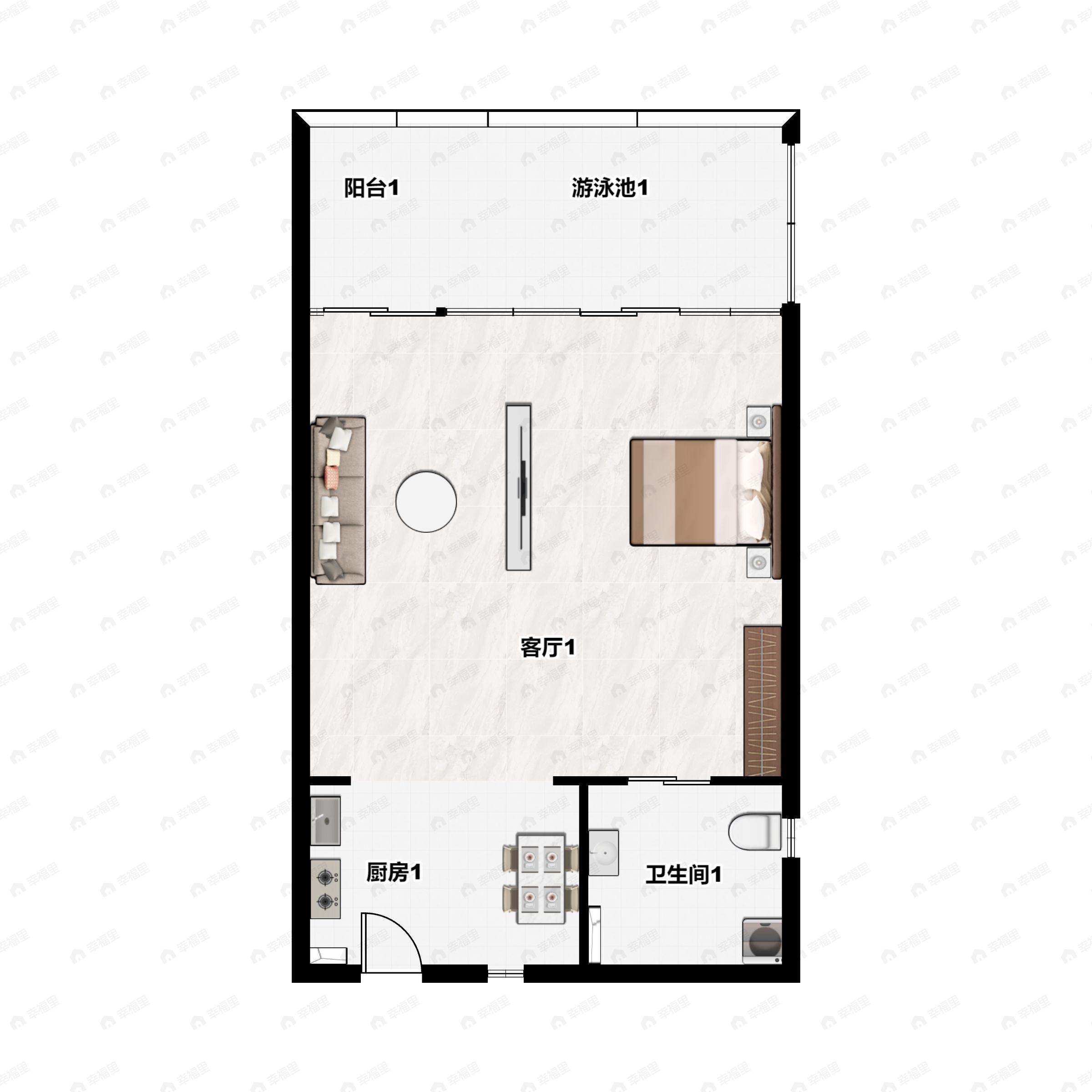 1室1厅1卫建面100平户型图