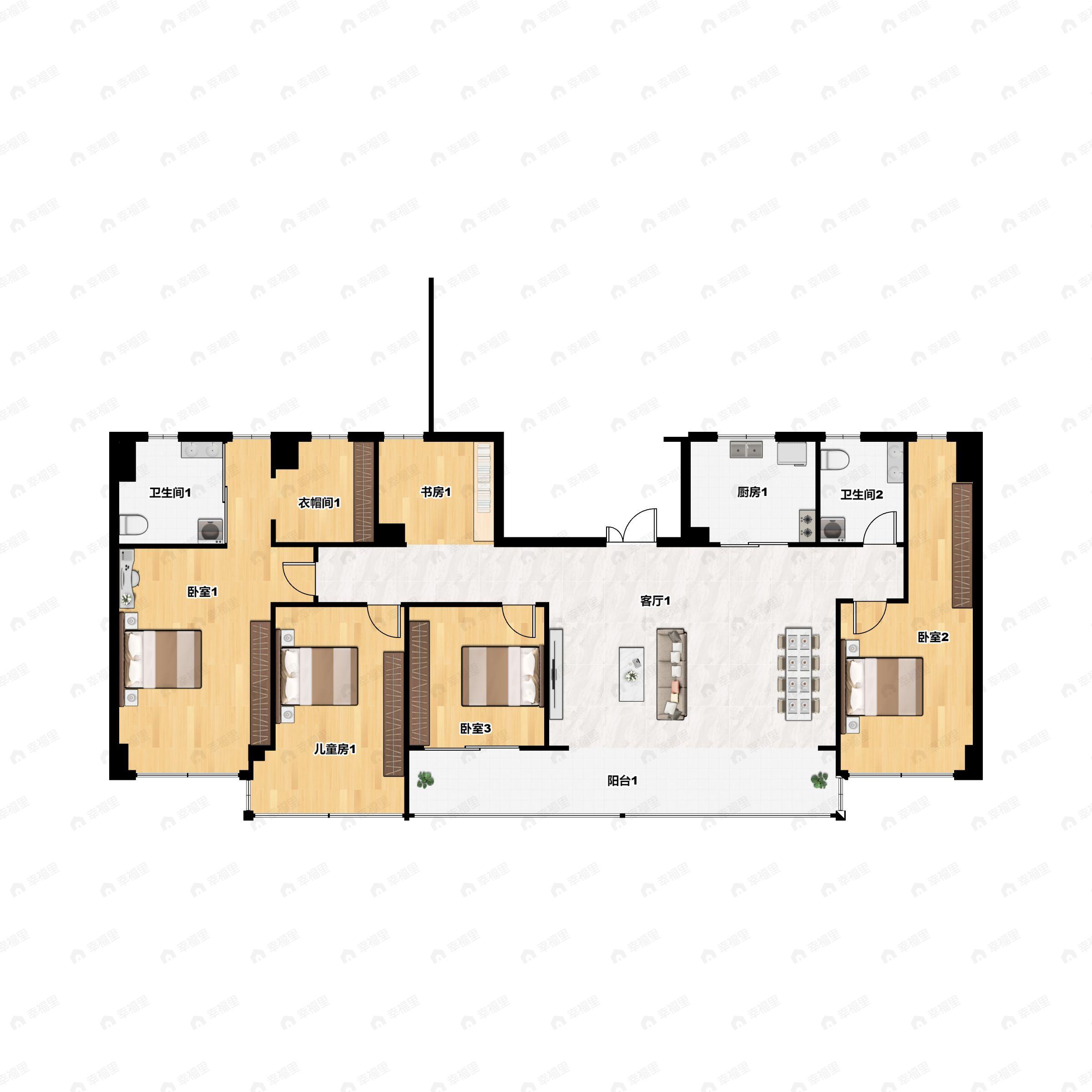 4室2厅2卫建面180平户型图
