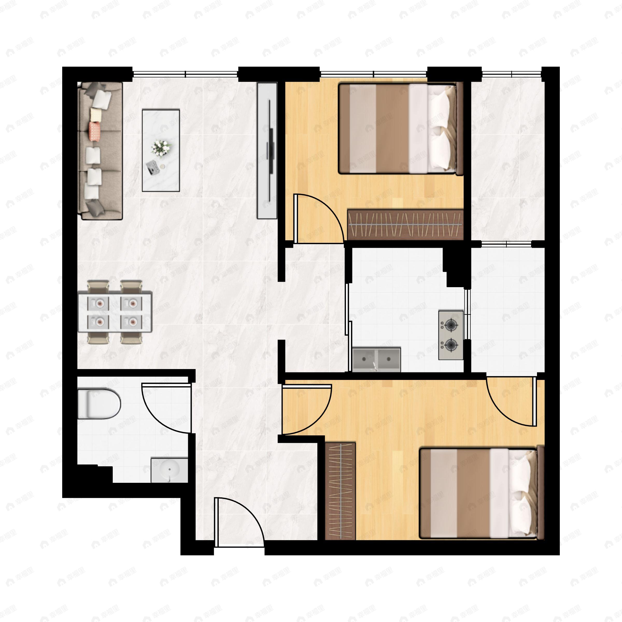 1室1厅1卫建面79m²北户型图
