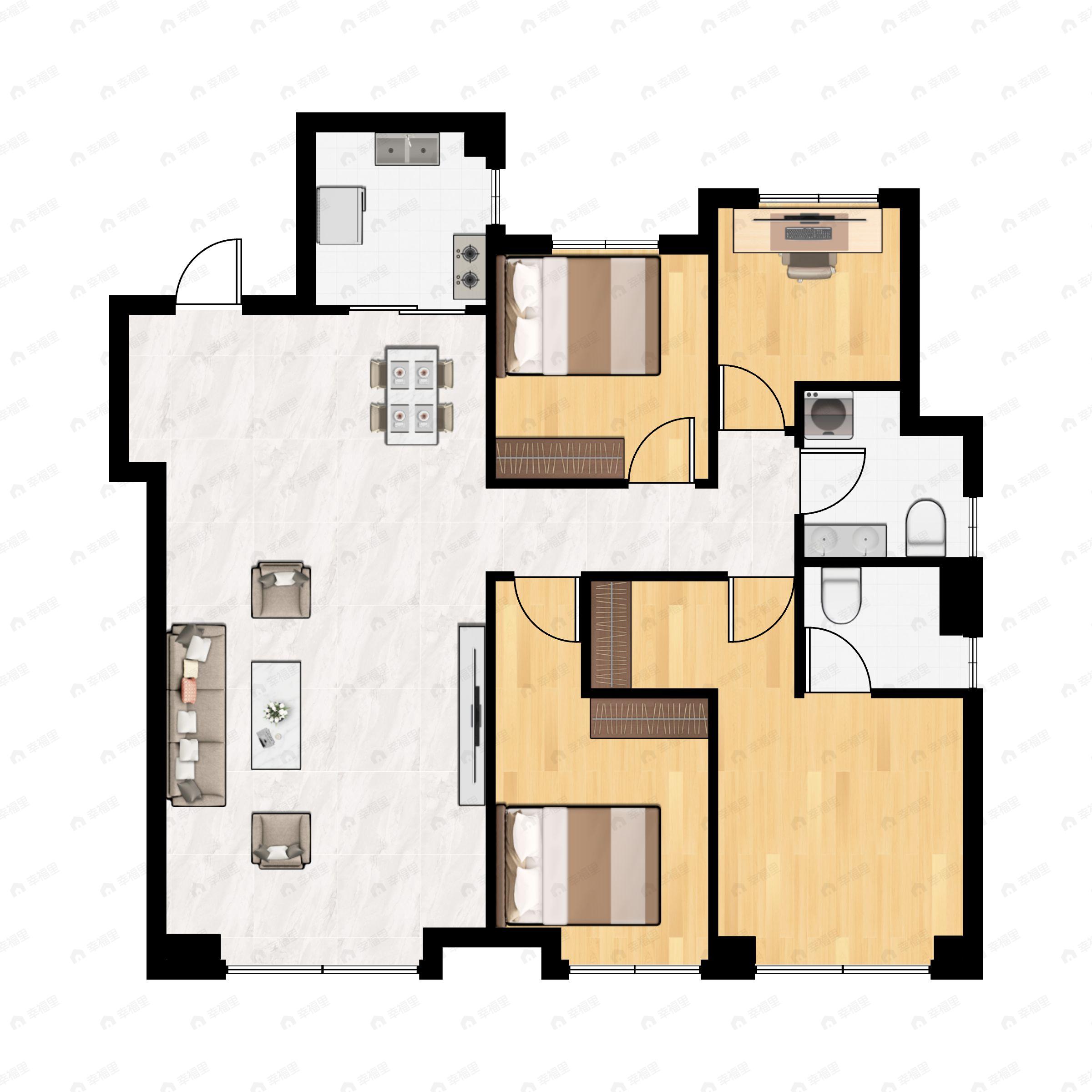 4室2厅2卫建面138平户型图