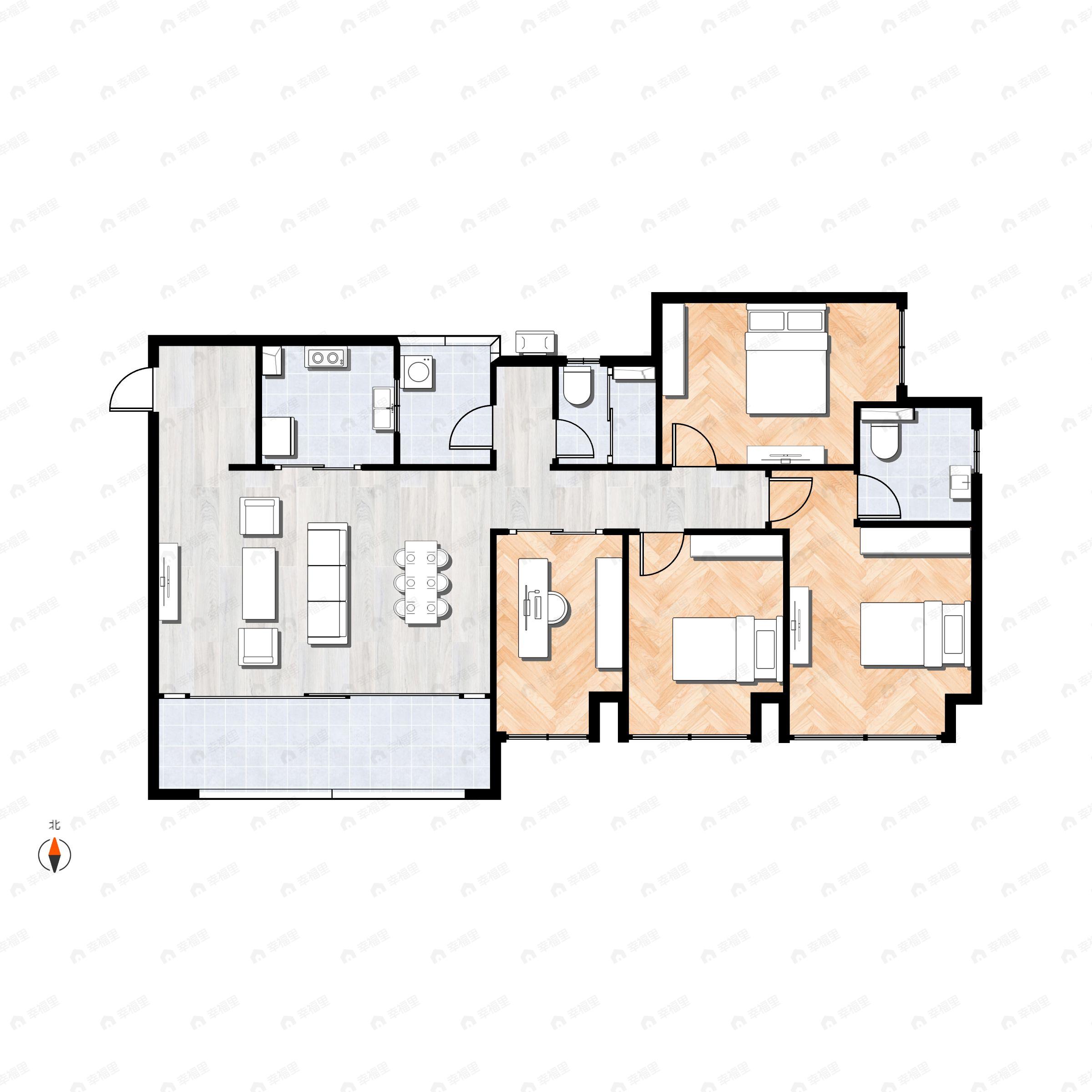 4室2厅2卫建面129平南户型图