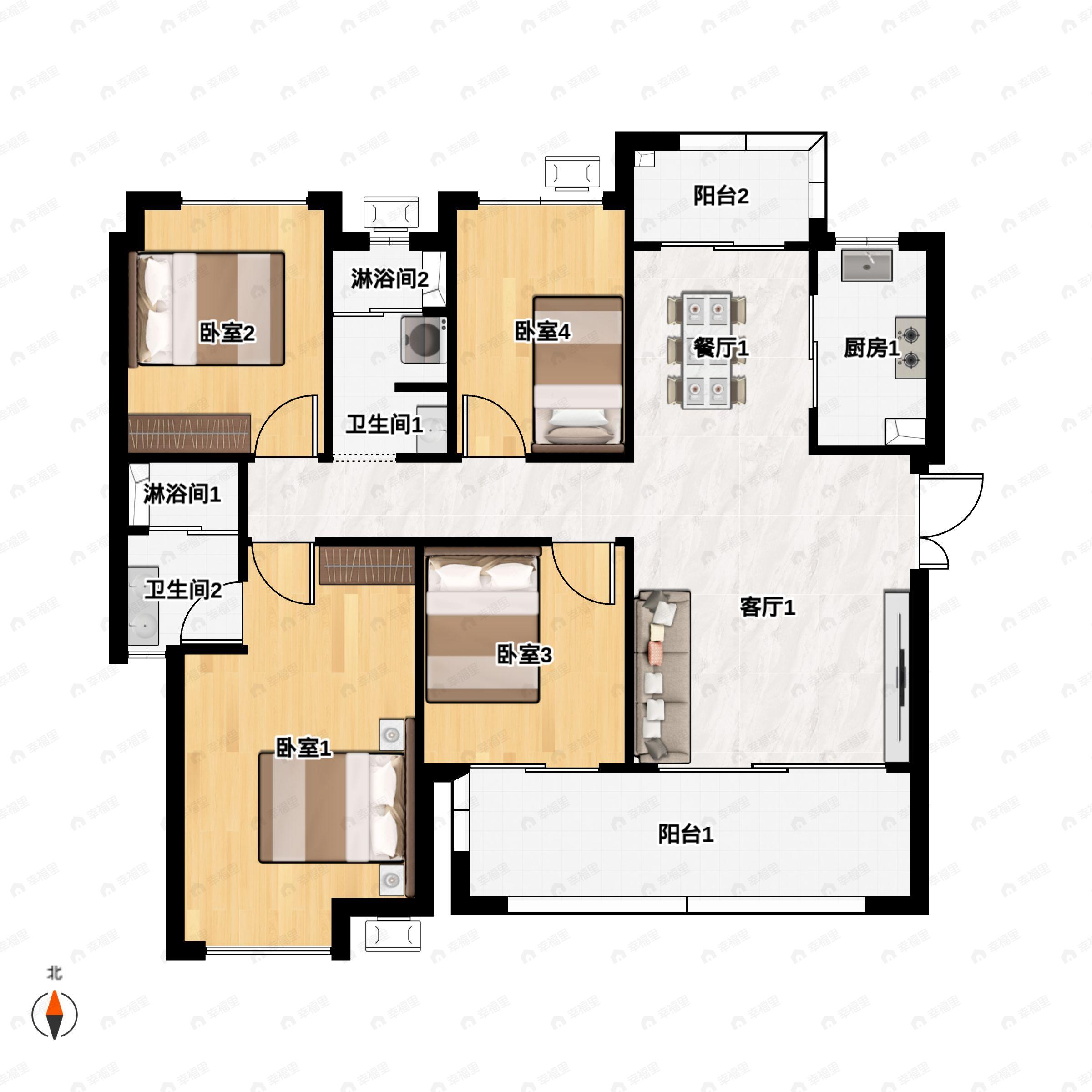 4室2厅2卫建面116平undefined户型图