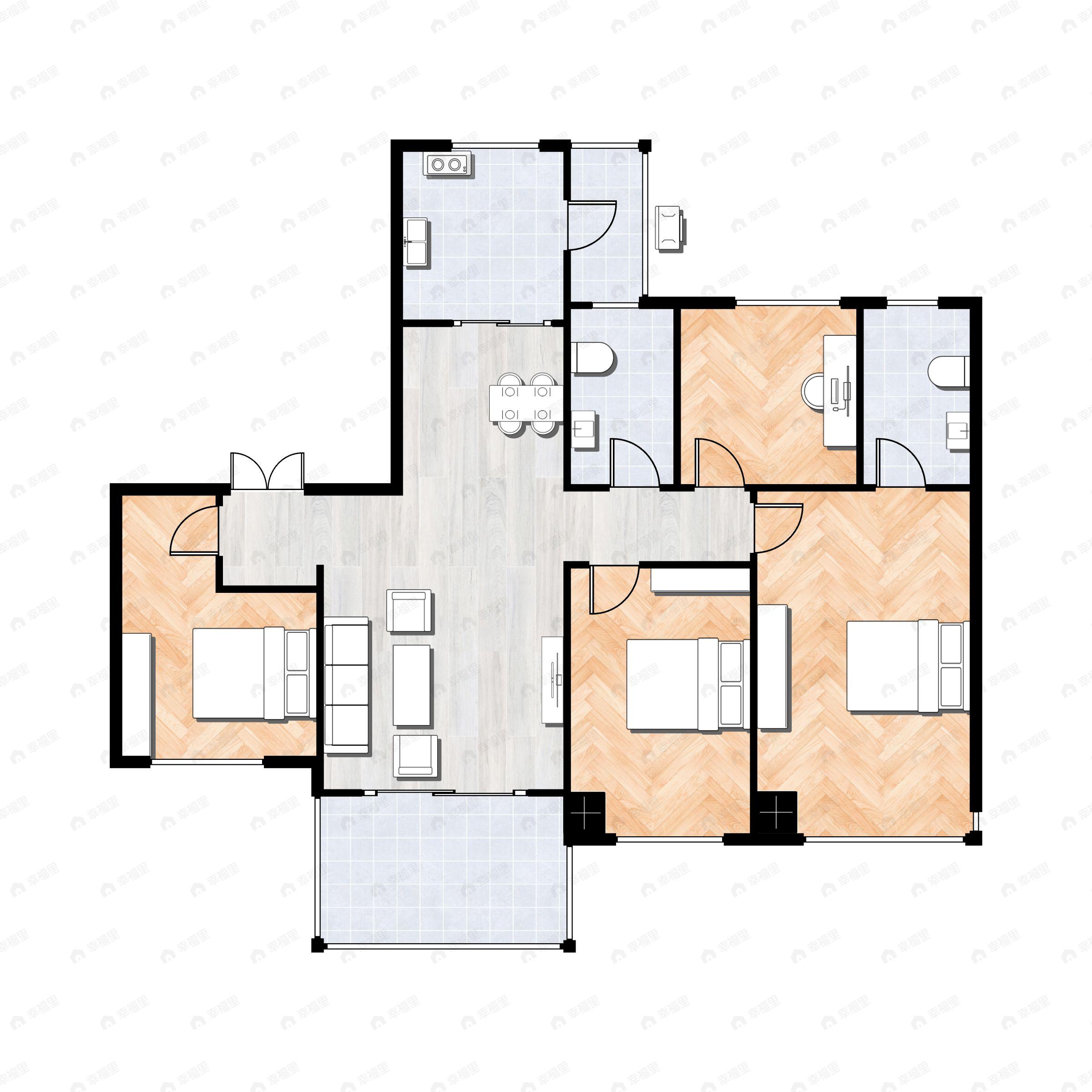 4室2厅2卫建面133平户型图