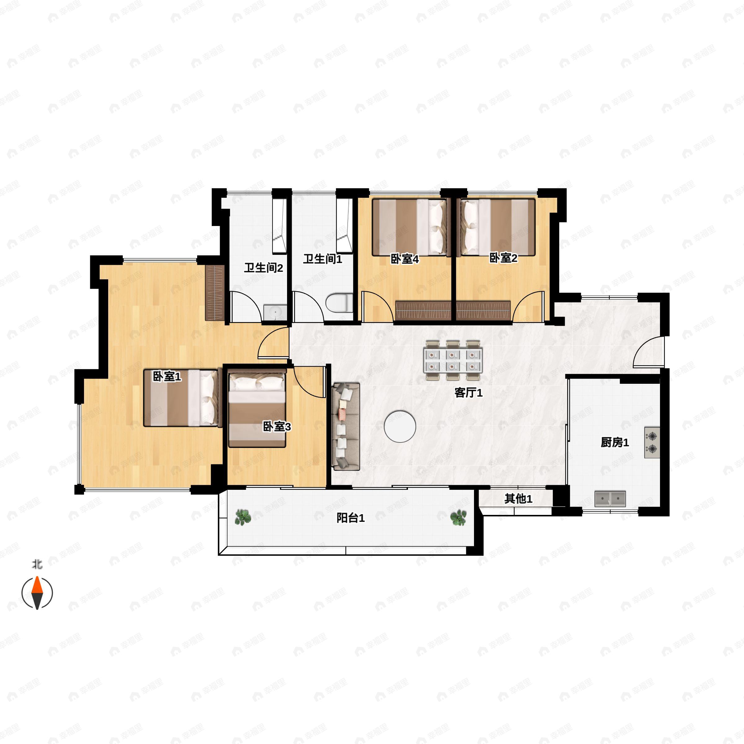 深业颐樾府4室2厅2卫户型图