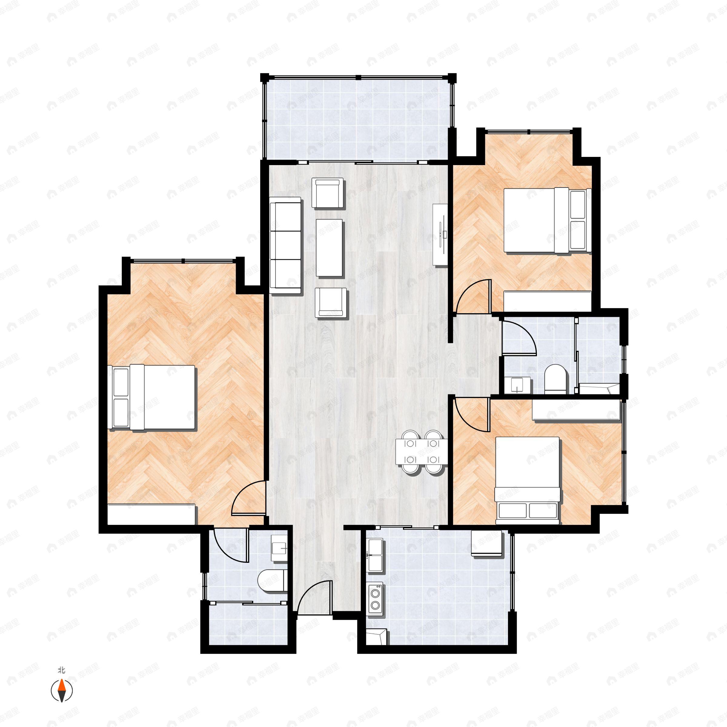 3室2厅2卫建面116平户型图