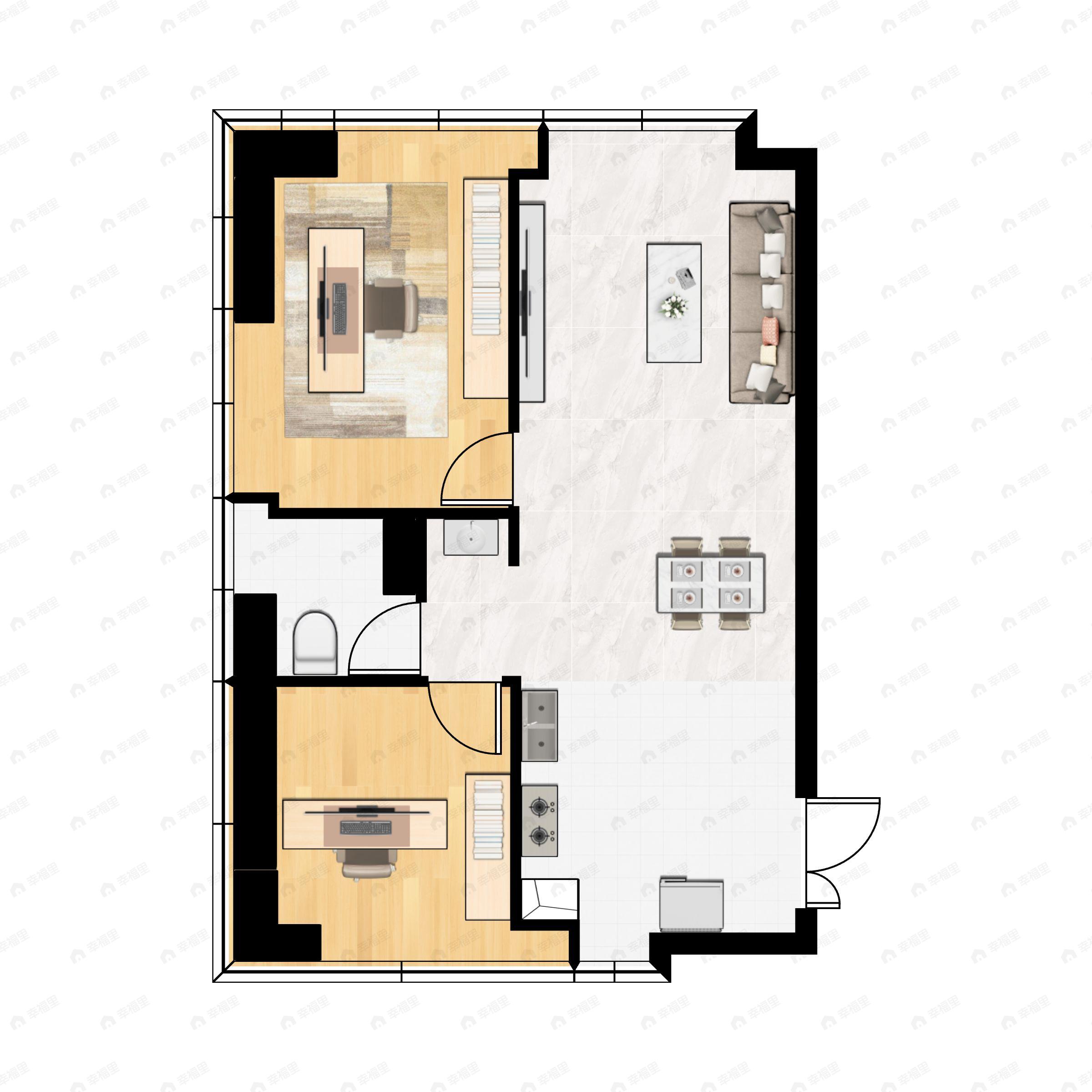 万科天地2室2厅1卫户型图
