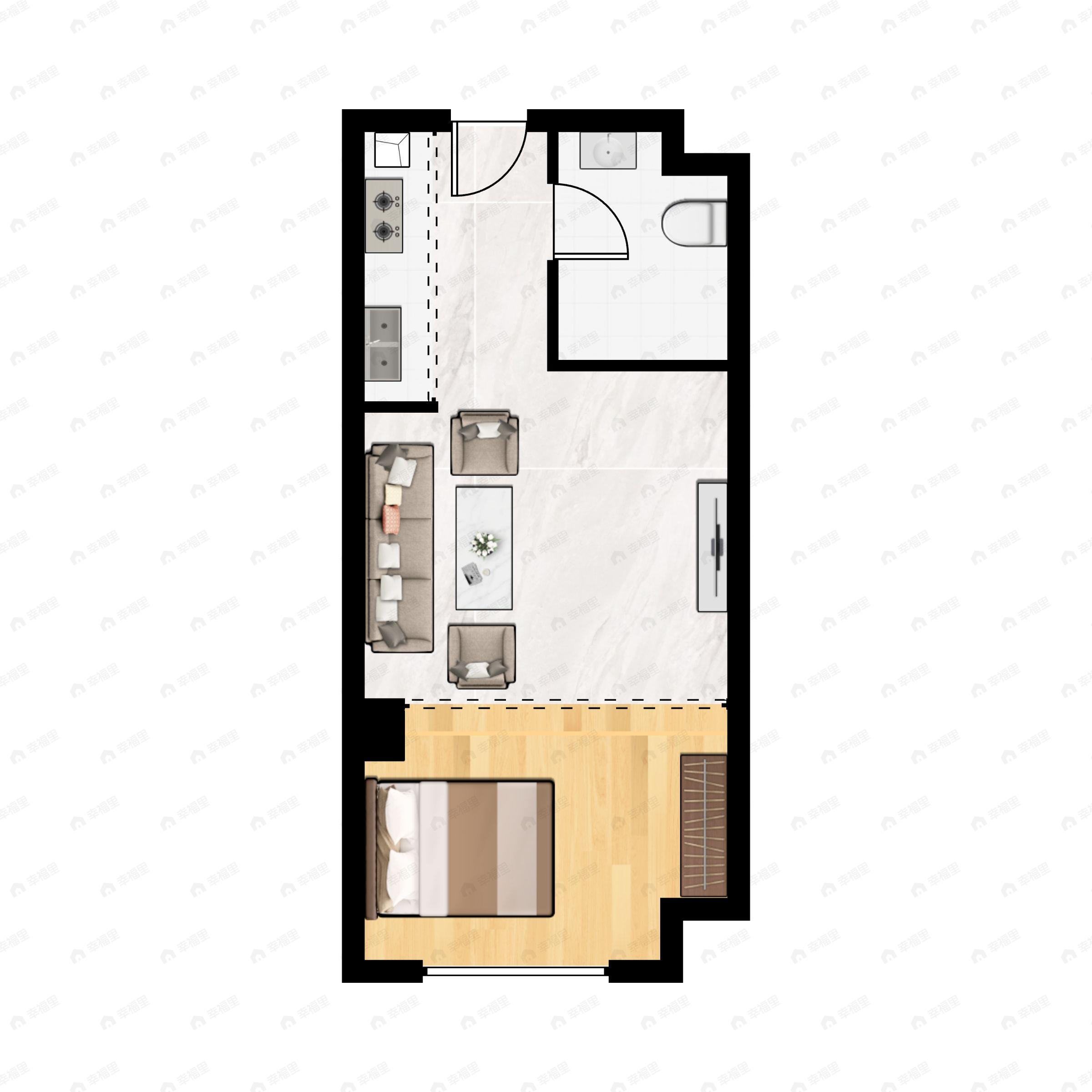 1室1厅1卫建面41平户型图