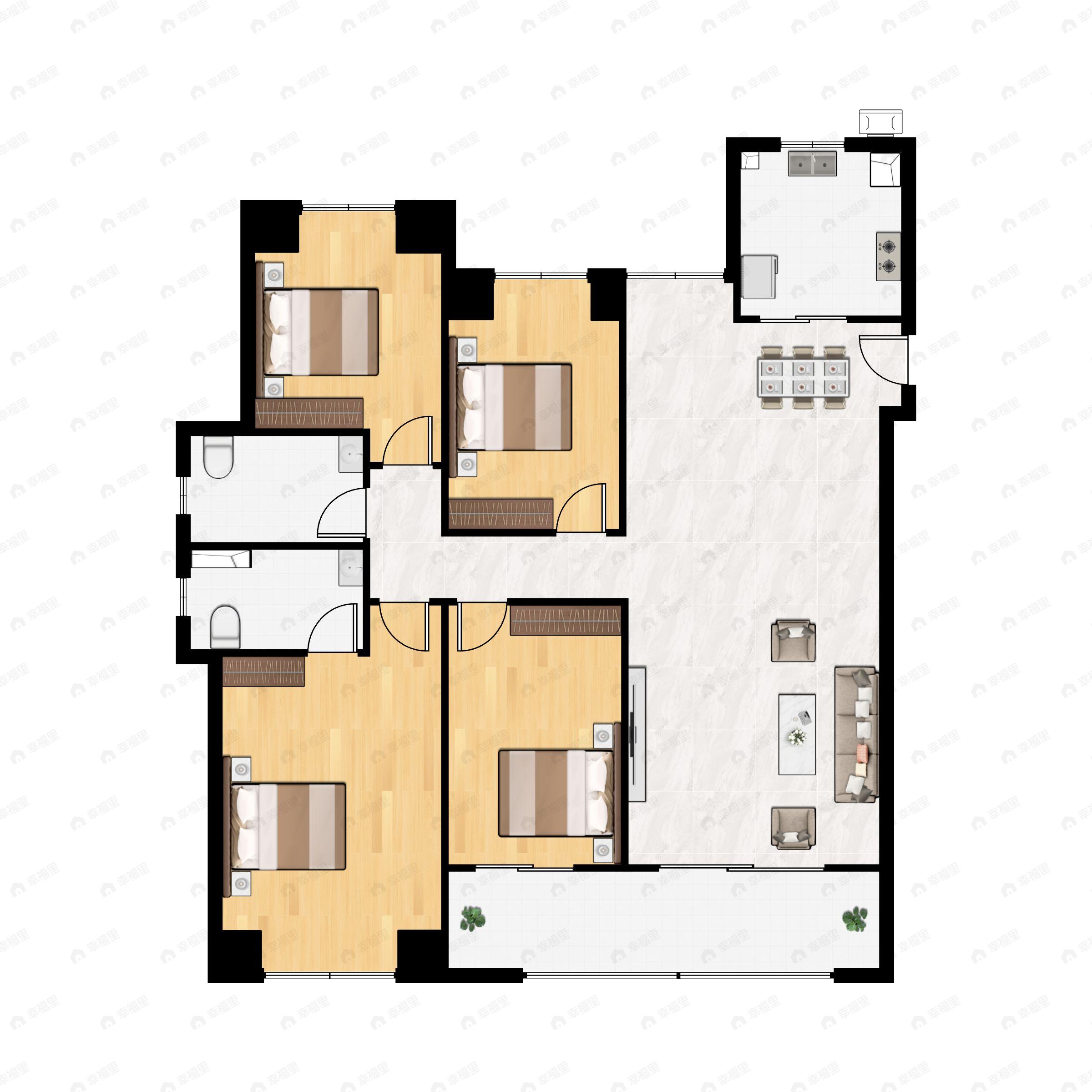 4室2厅2卫建面143平户型图