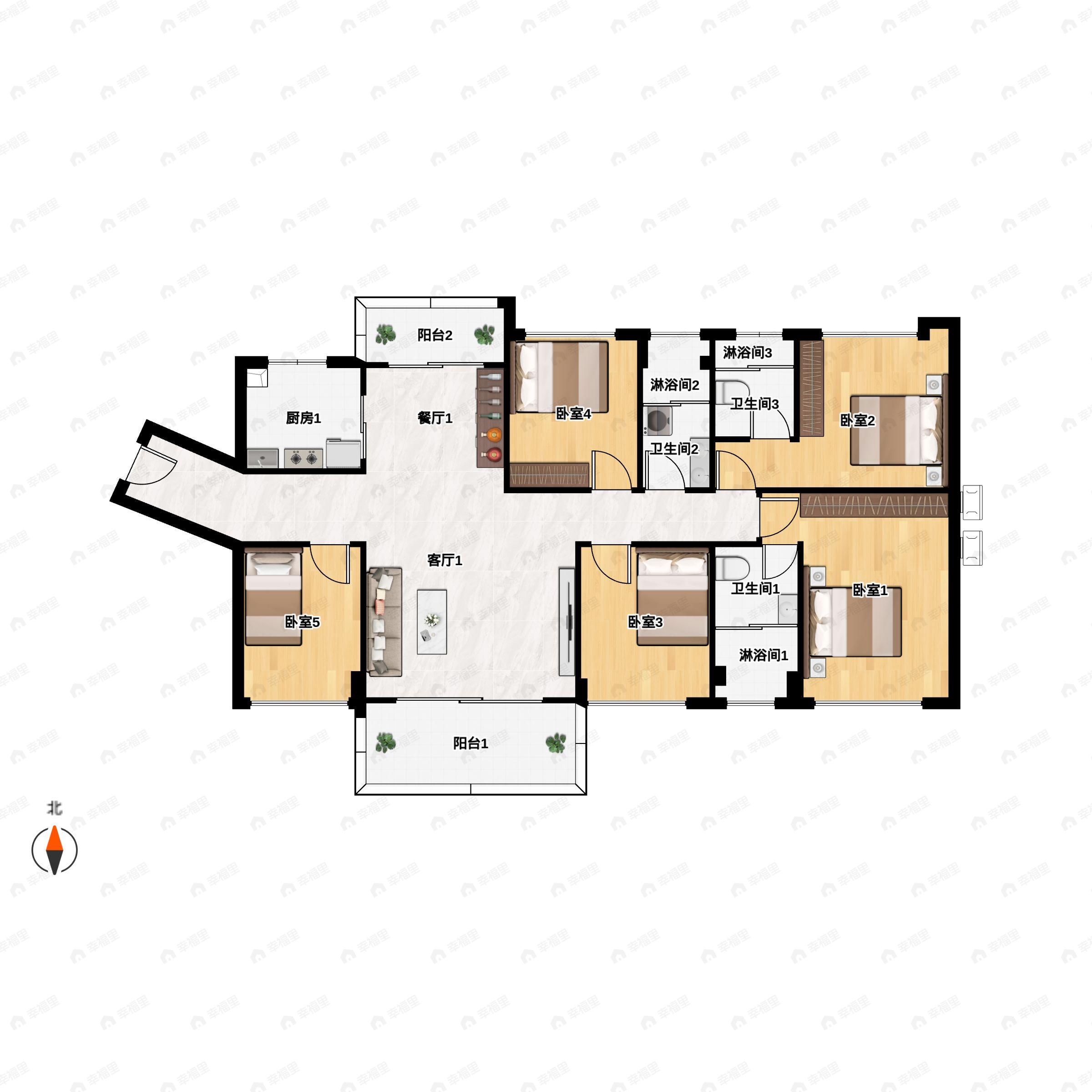 君山新城5室2厅3卫户型图