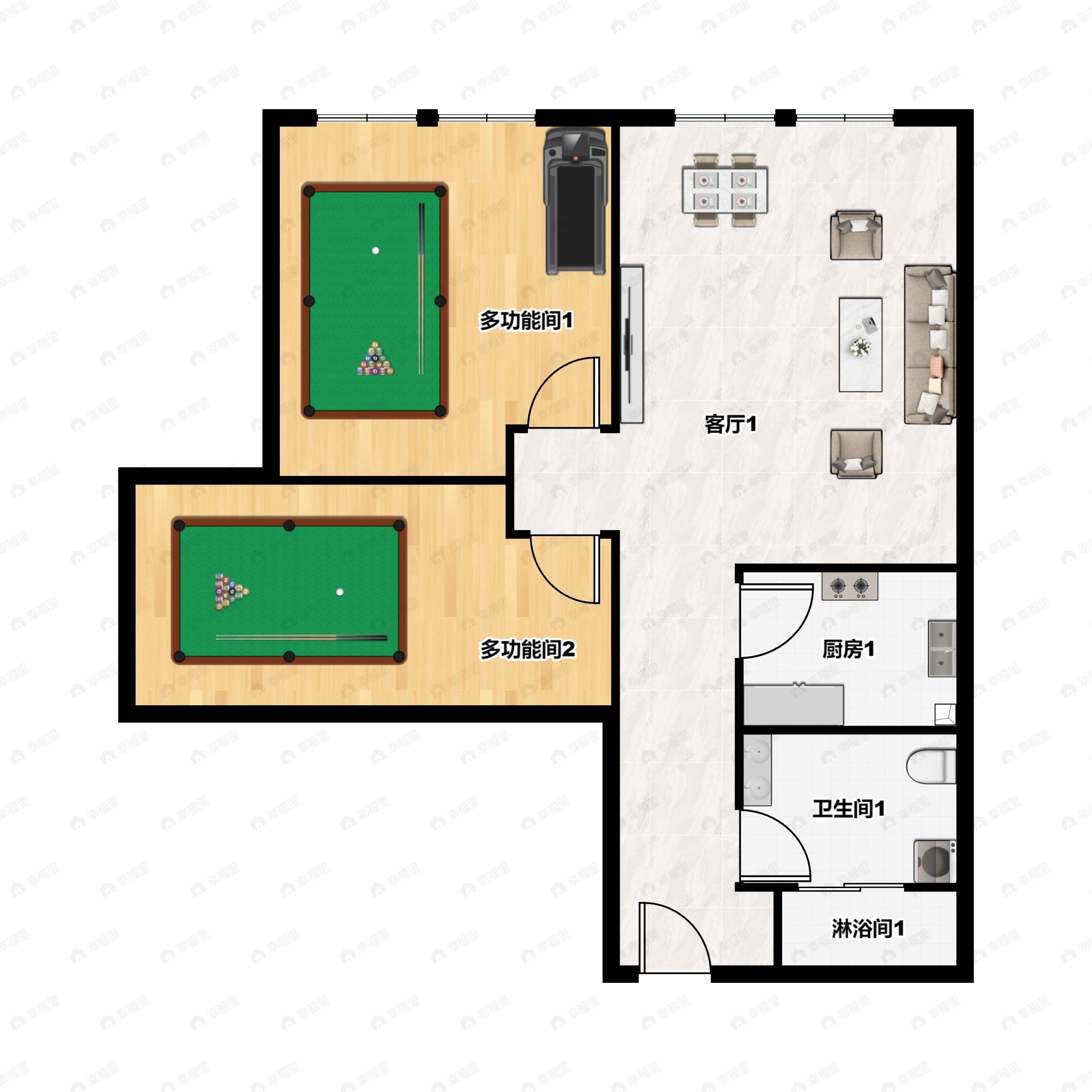 2室2厅1卫建面88平户型图