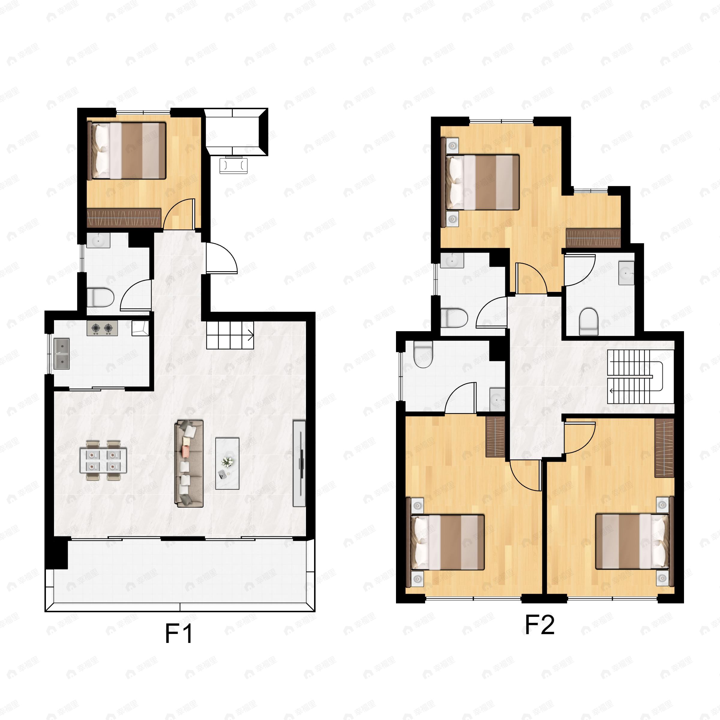 4室2厅4卫建面137平户型图