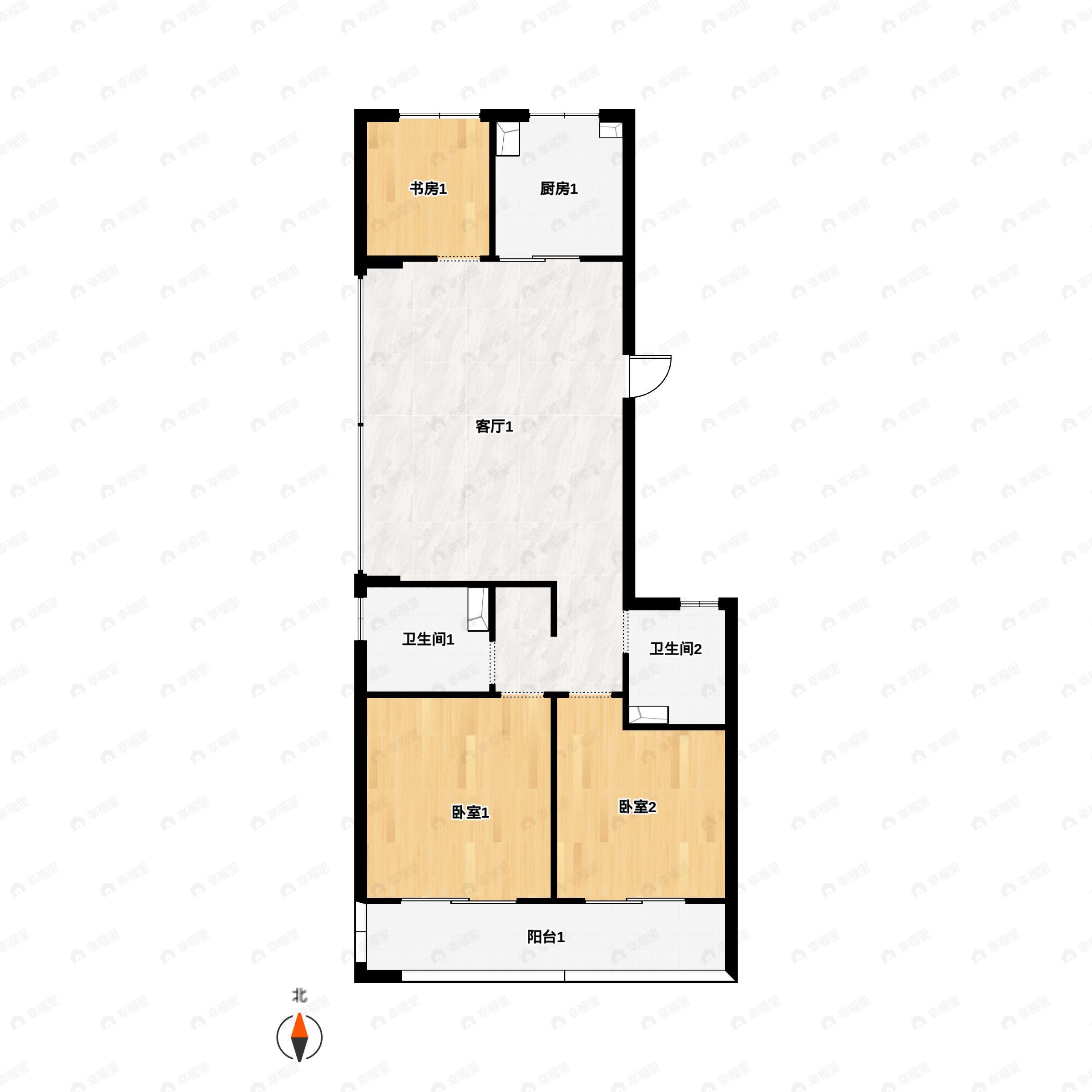 大华峰汇华城3室2厅2卫户型图