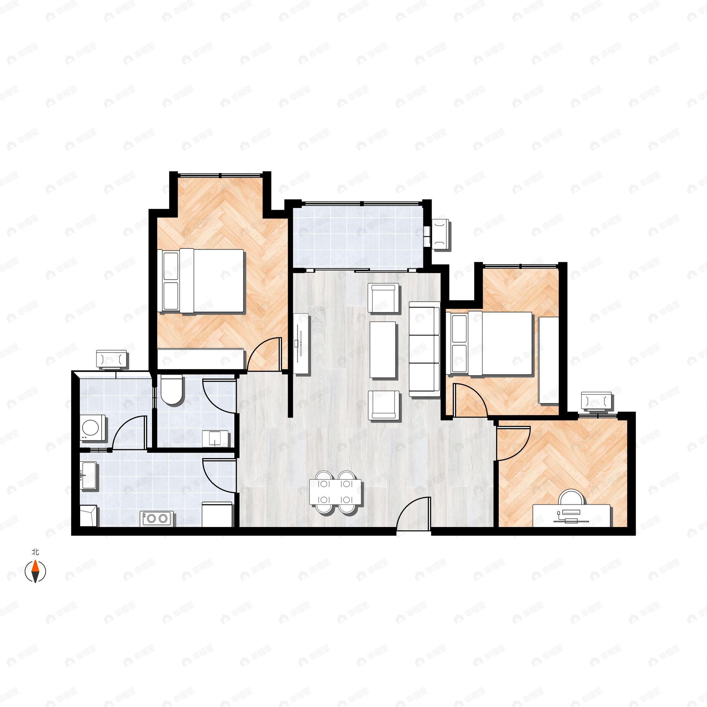 中建滨江星城3室2厅1卫户型图