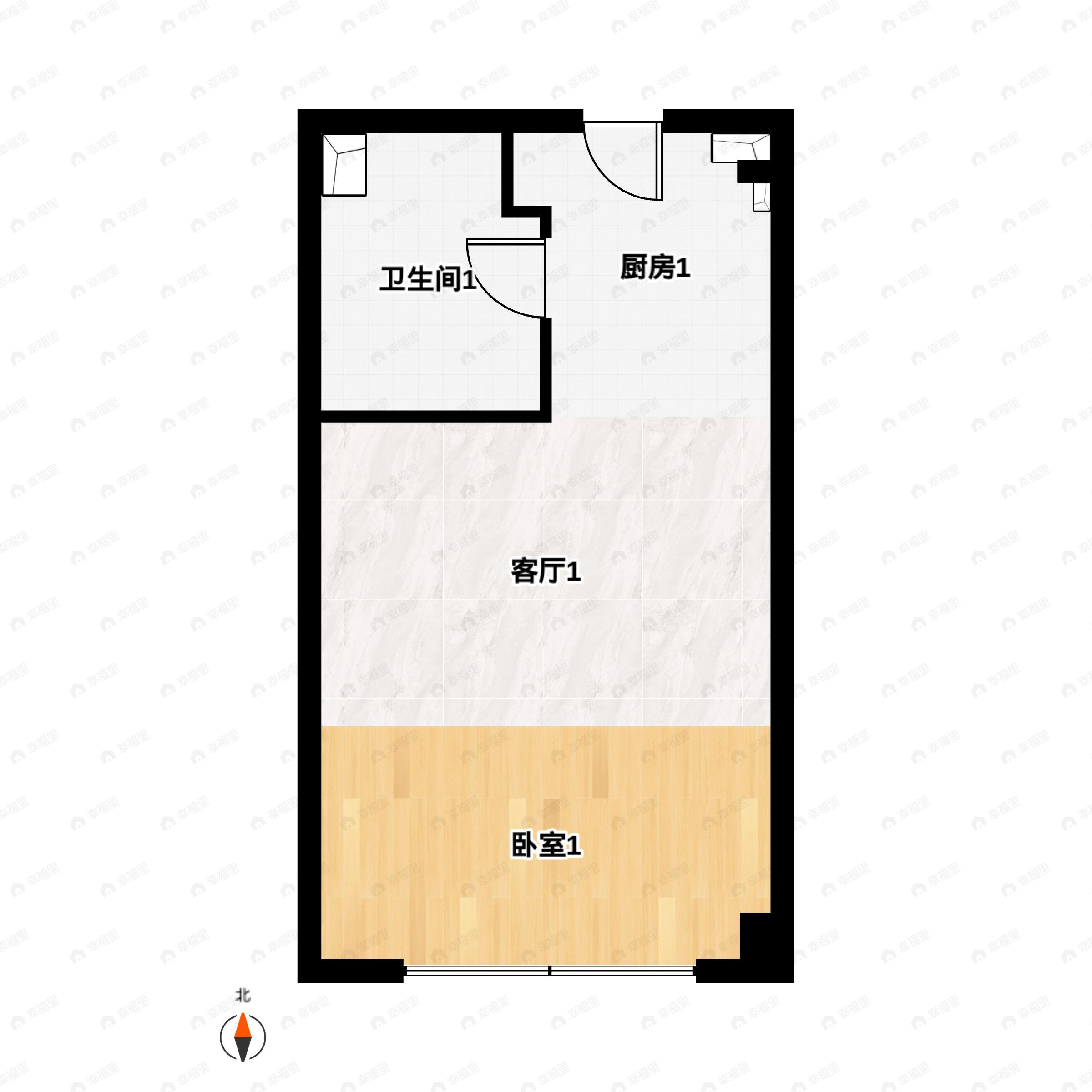 1室1厅1卫建面40平户型图