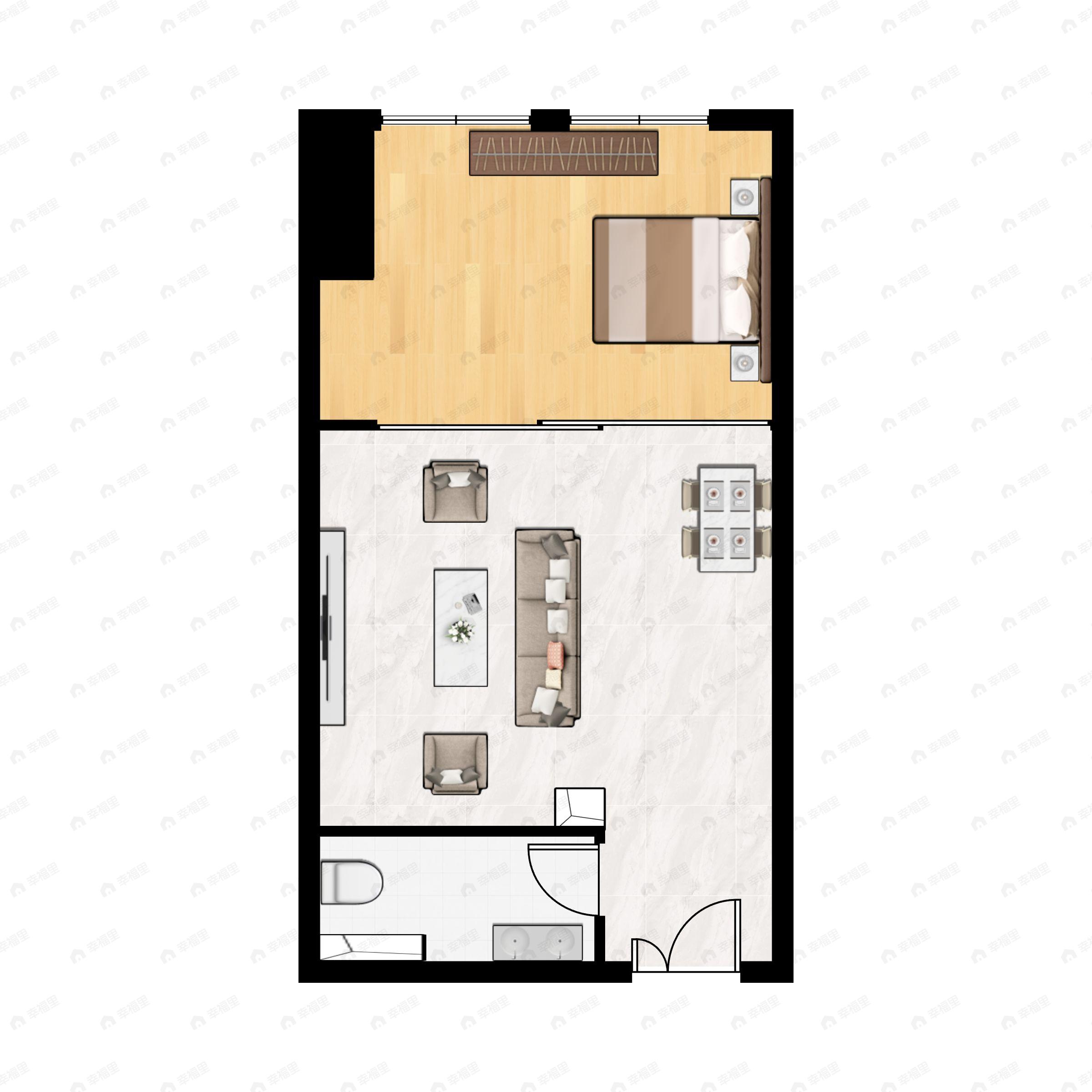 1室1厅1卫建面75平户型图