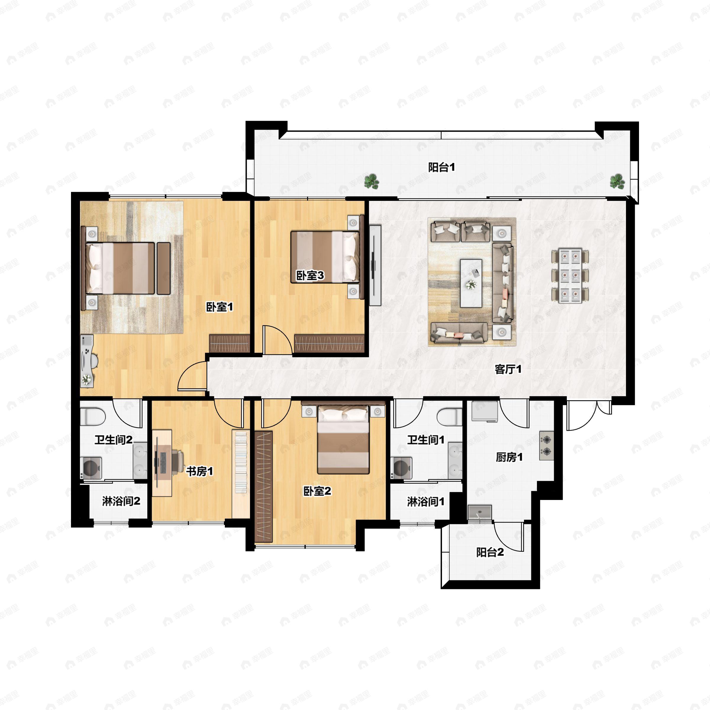 4室2厅2卫建面152平户型图